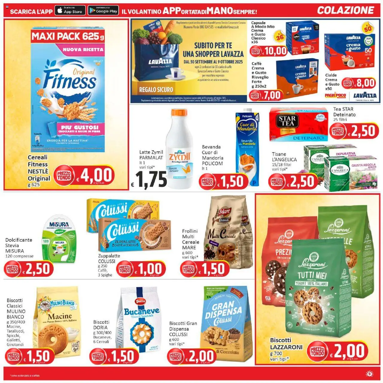 Volantino Paghi Poco del 29.09.2025 | Pagina: 9 | Prodotti: Stevia, Yogurt, Tè, Lavazza