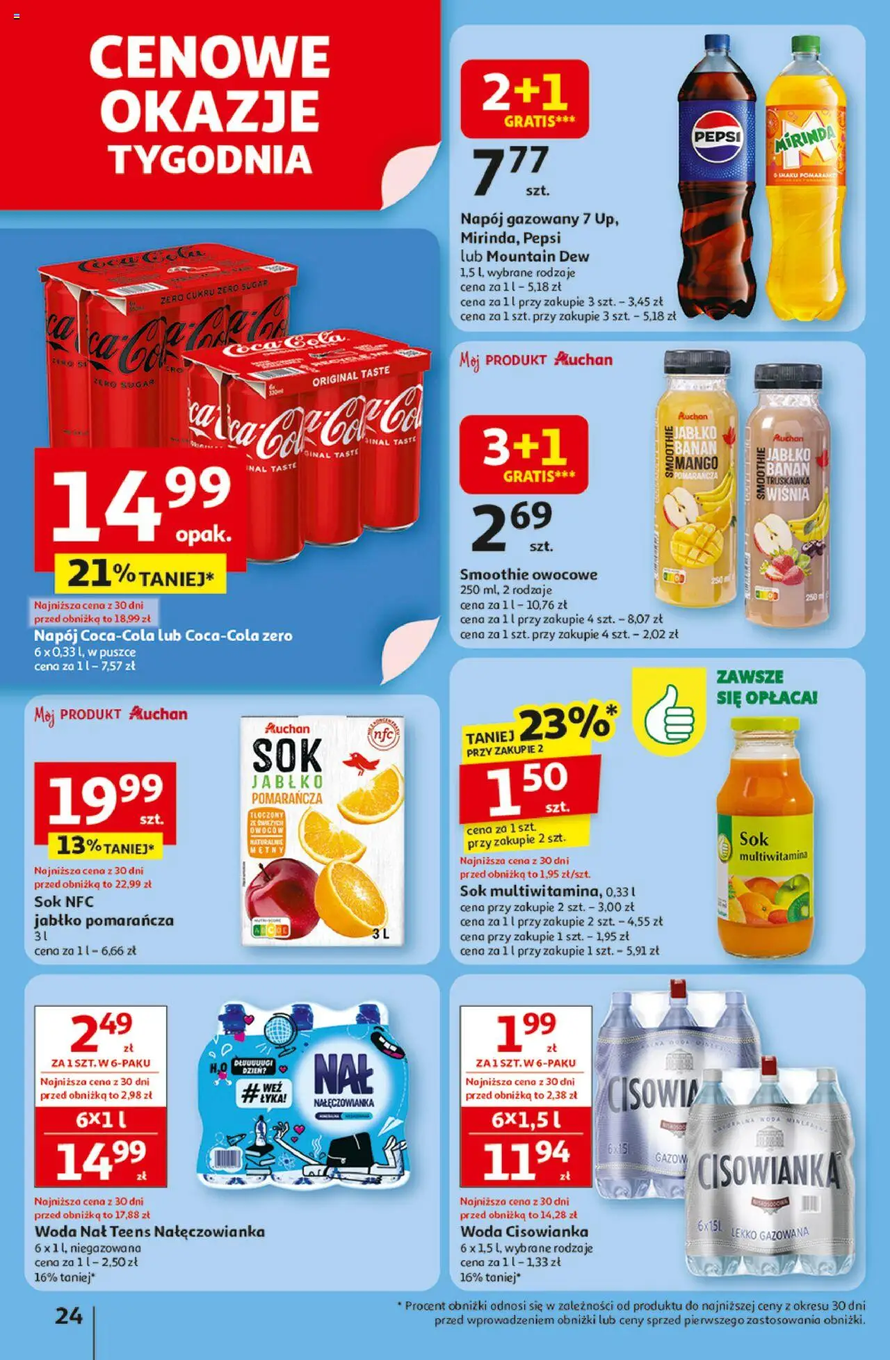Auchan Gazetka - Odlotowe ceny na start szkoły Hipermarket od 28.08.2025 | Strona: 24 | Produkty: Mango, Pepsi, Sok, Banan