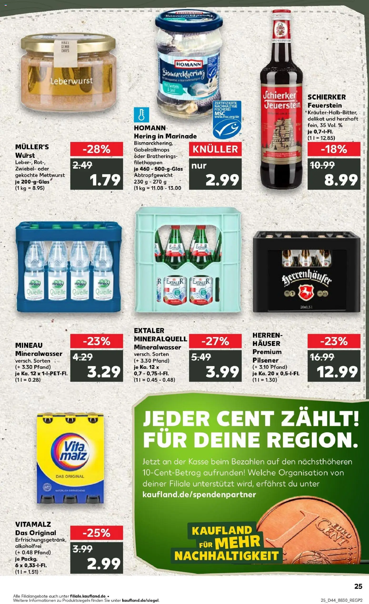 Kaufland prospekt Barsinghausen	 – gültig ab 30.10.2025 | Seite: 25 | Produkte: Mineralwasser, Wurst