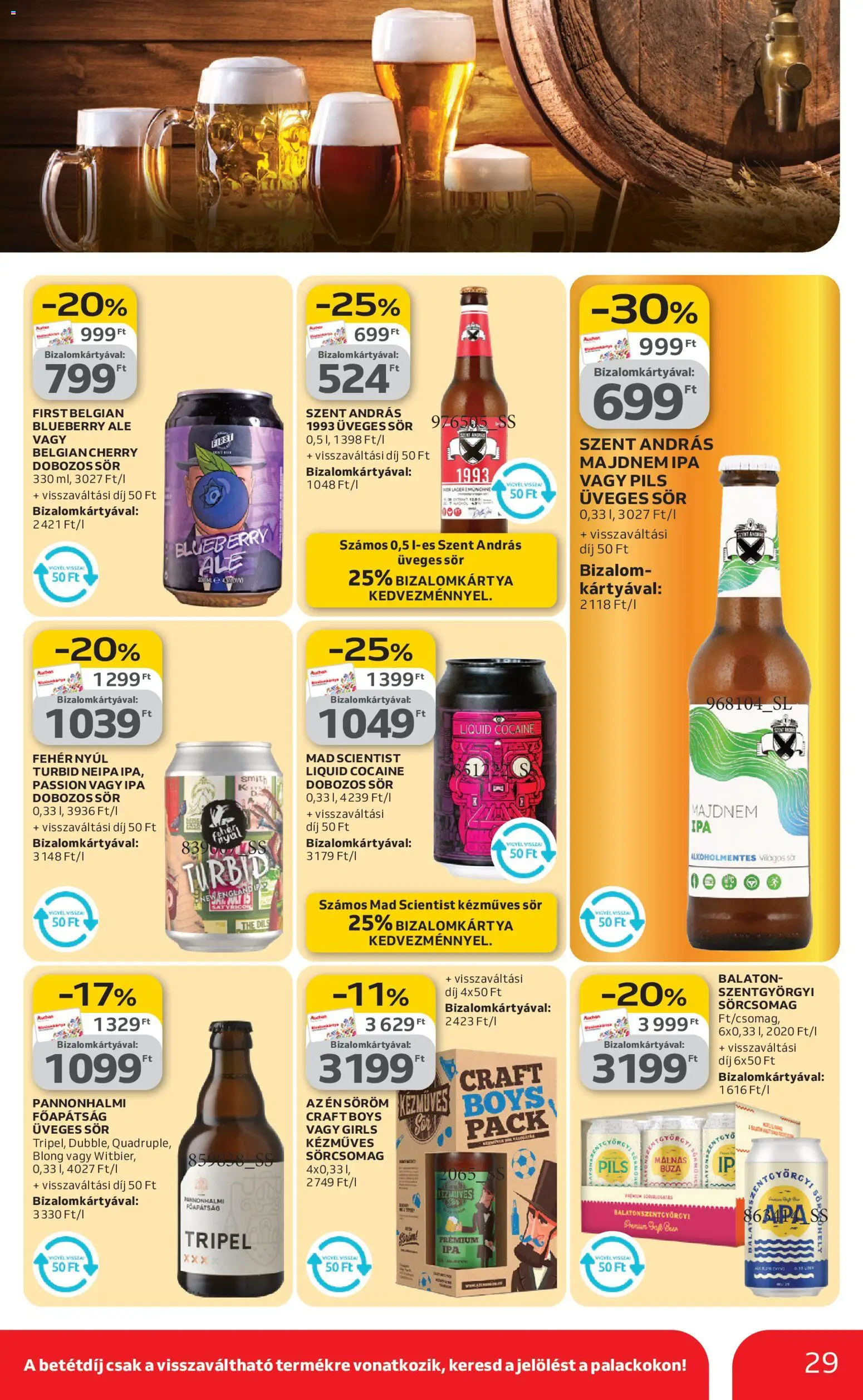 Auchan akciós ujság - amely érvényes a következő dátumtól: 19.02.2026 | Oldal: 29 | Termékek: Dobozos sör, Sör, Só