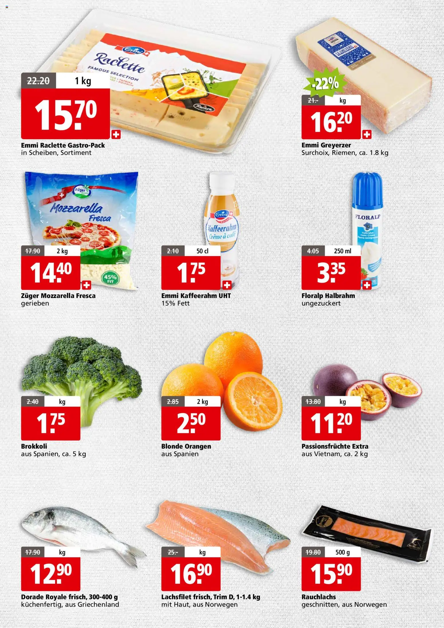 Aligro Aktionen Business Schlieren, Gossau SG, Frauenfeld, Rapperswil-Jona, Sargans, Bern, Brüttisellen, Pratteln, Emmen, Spreitenbach – gültig ab 23.02.2026 | Seite: 2 | Produkte: Orangen, Raclette