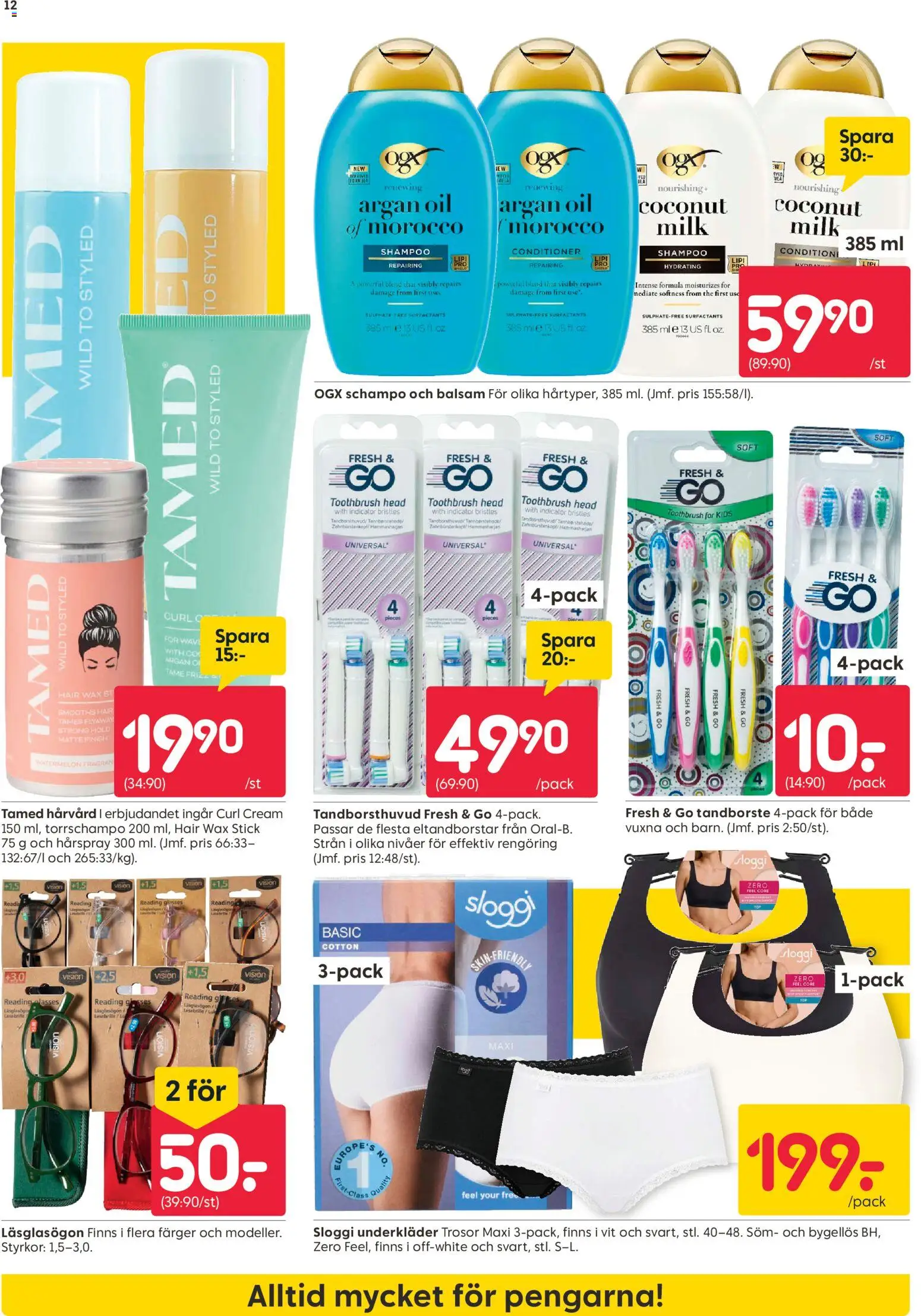 Rusta reklamblad aktuell från 09.03.2026 | Sida: 12 | Produkter: Schampo, Hårspray, Underkläder, Trosor