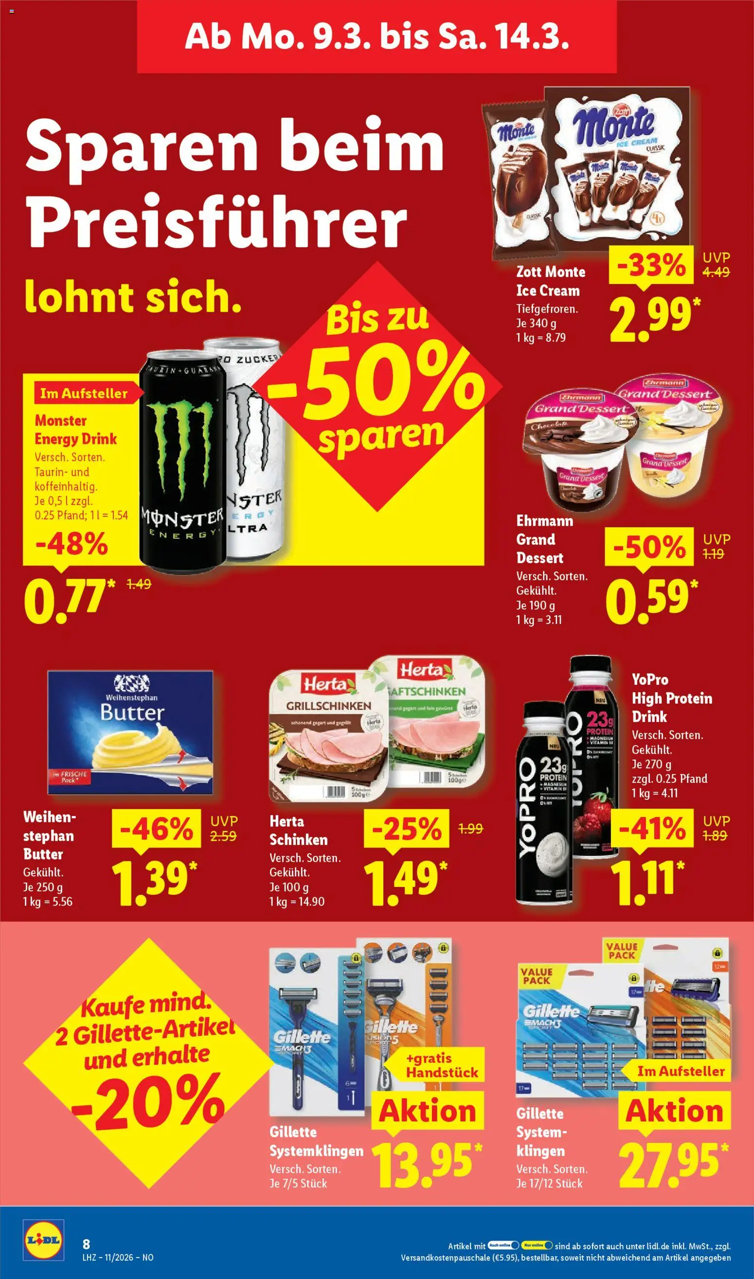 Lidl Prospekt Brakel – gültig ab 09.03.2026 | Seite: 18 | Produkte: Energy, Butter, Monster, Schinken