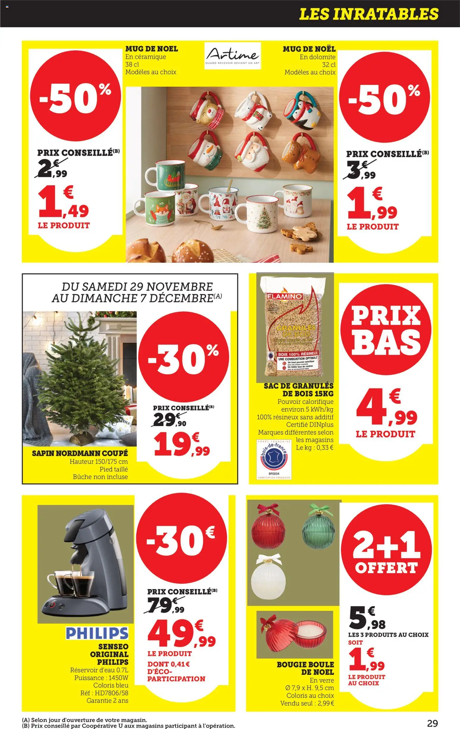 {H1} | Page: 30 | Produits: Sac, Senseo, Granules de bois, Sapin nordmann