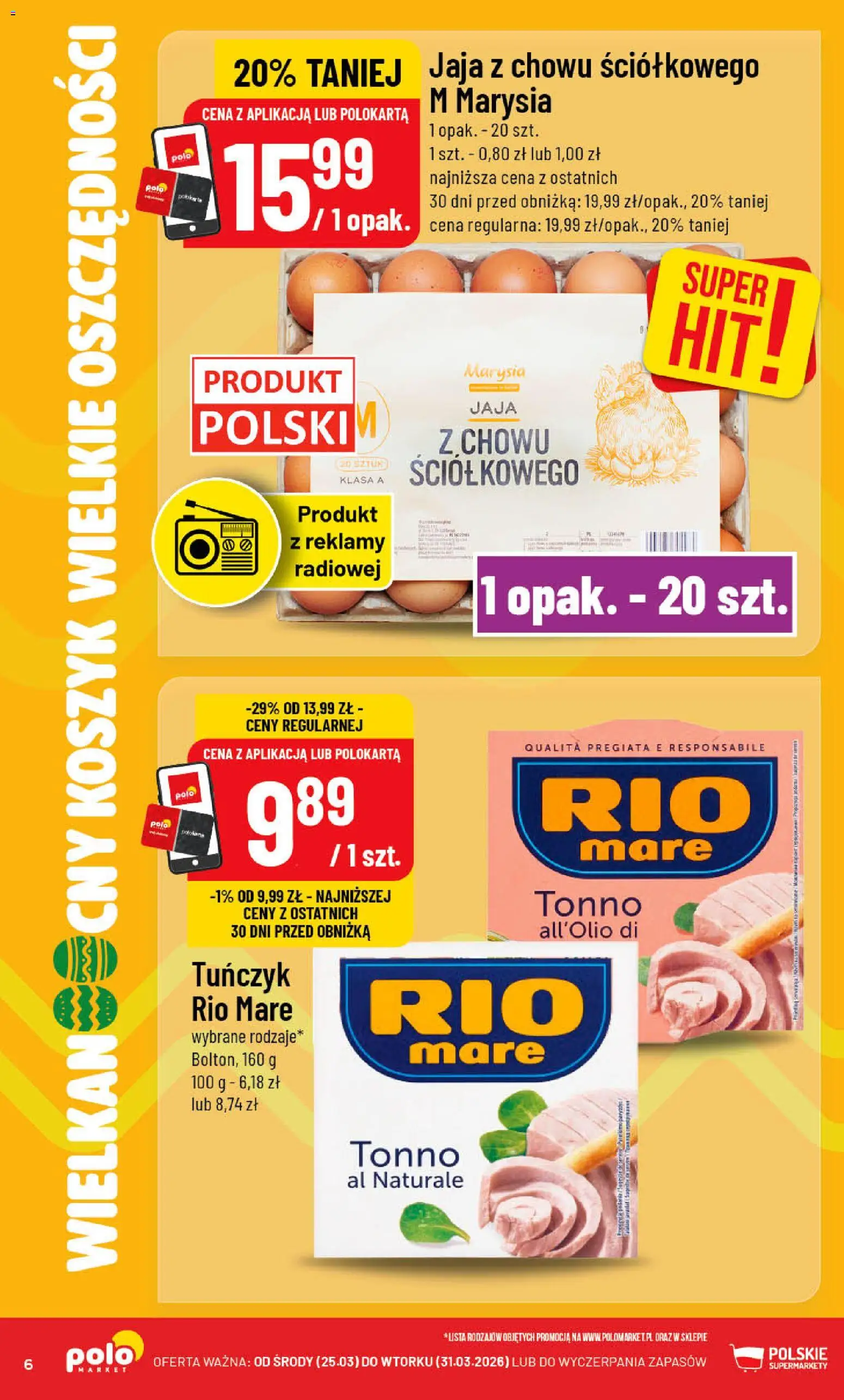 POLOmarket gazetka od 25.03.2026 | Strona: 6 | Produkty: Tuńczyk, Tuńczyk rio mare, Jaja