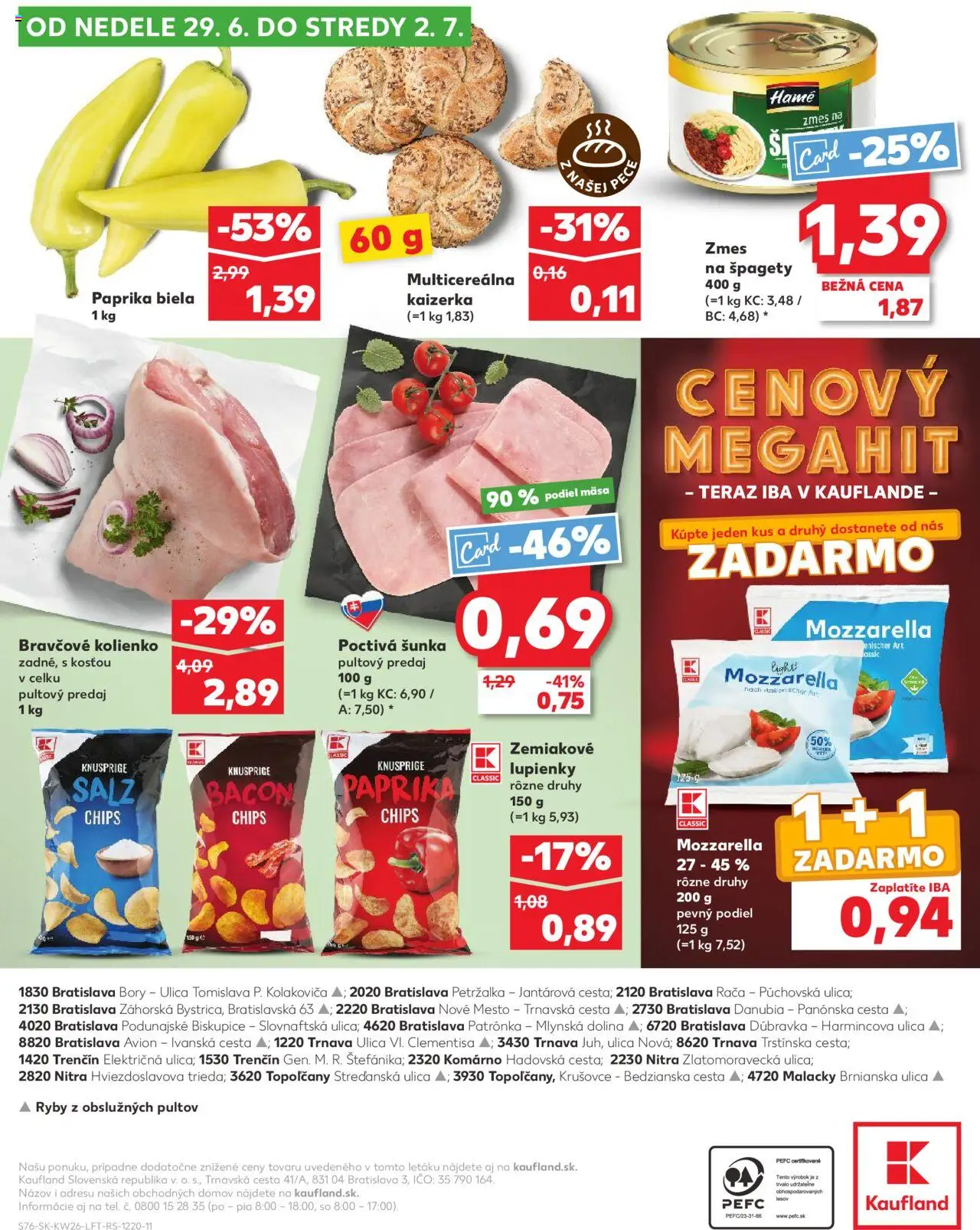 Nové Kaufland akcie – leták je platný od 26.06.2025 | Strana: 76 | Produkty: Paprika, Šunka, Ryby, Mozzarella