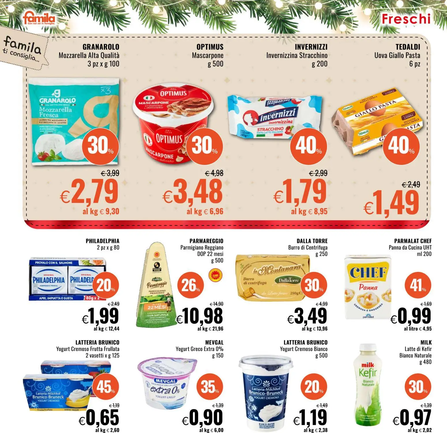 Volantino Famila del 11.12.2025 | Pagina: 20 | Prodotti: Yogurt, Salmone, Stracchino, Parmigiano