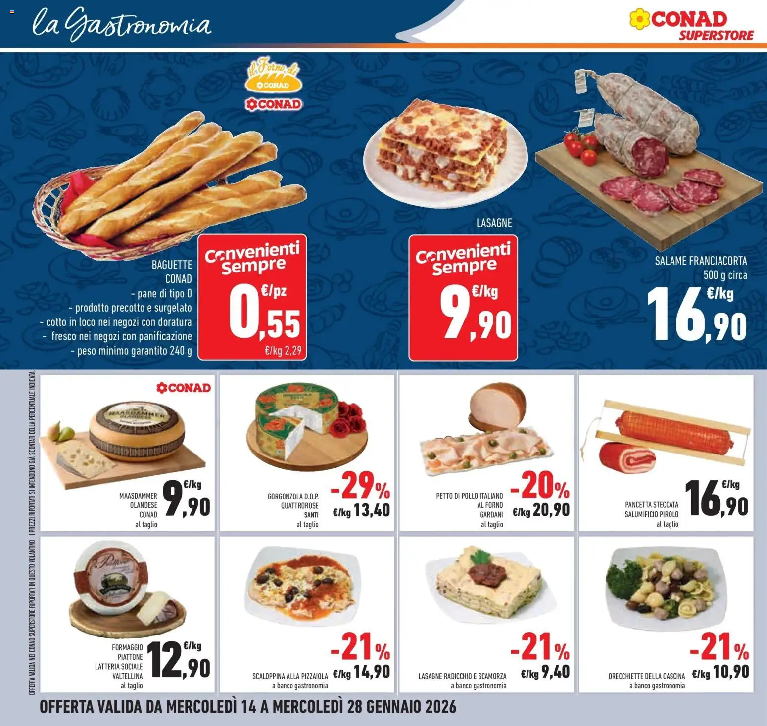 Volantino Conad del 14.01.2026 | Pagina: 18 | Prodotti: Salame, Pollo, Formaggio, Pasta