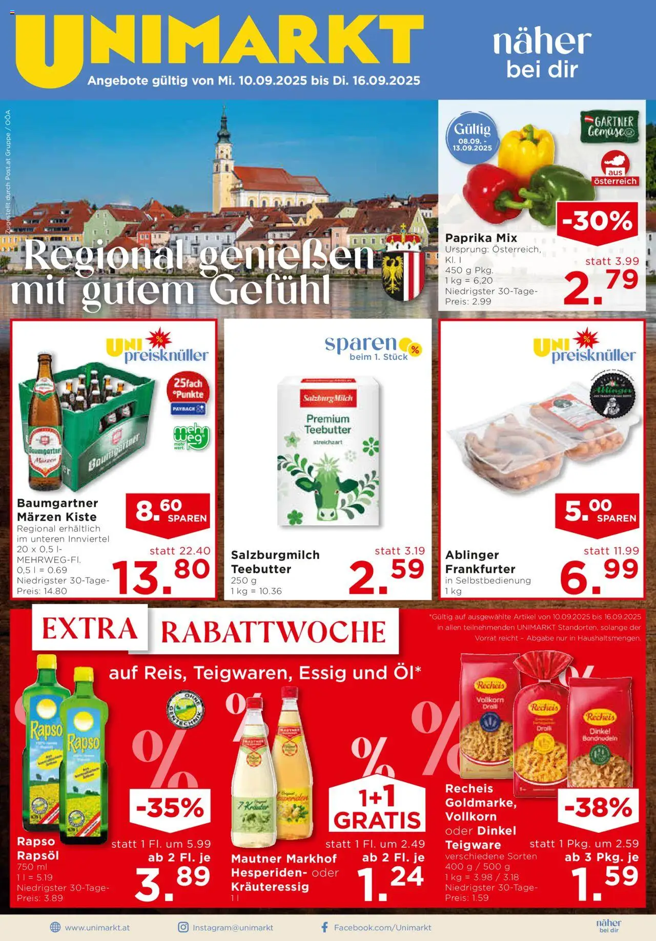 Unimarkt Innviertel gültig ab 10.09.2025 | Seite: 1 | Produkte: Milch