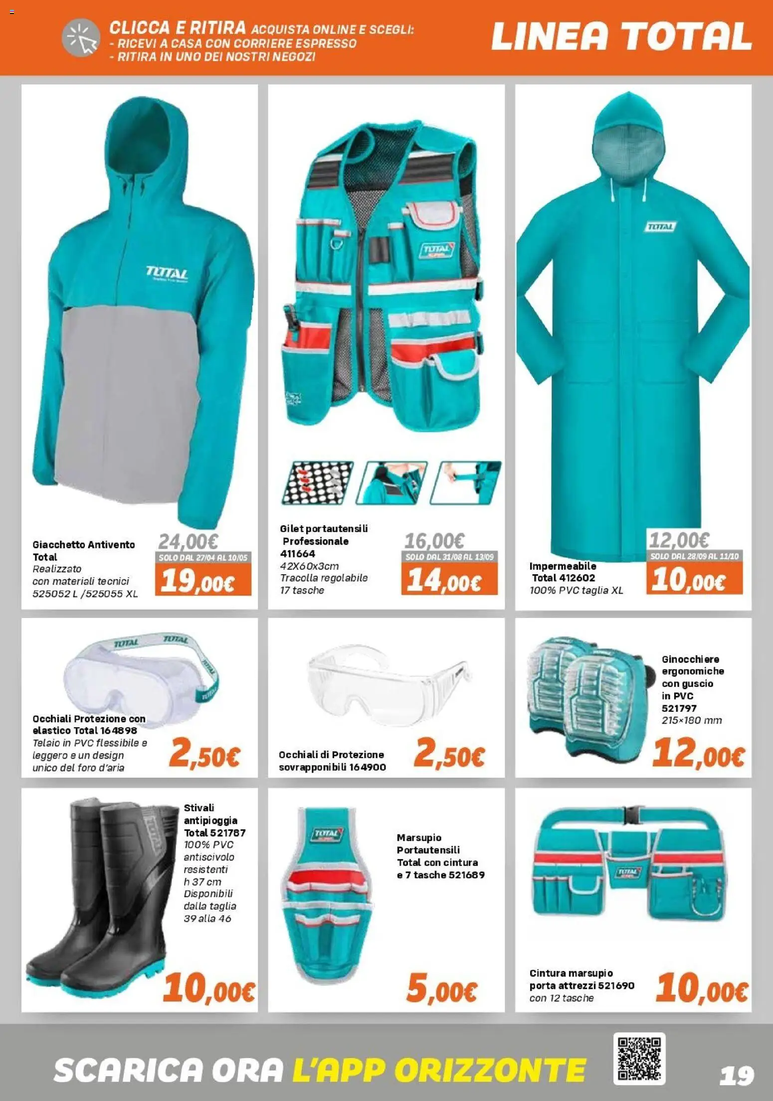 Volantino Orizzonte del 15.04.2026 | Pagina: 19 | Prodotti: Stivali, Occhiali, Cintura, Gilet