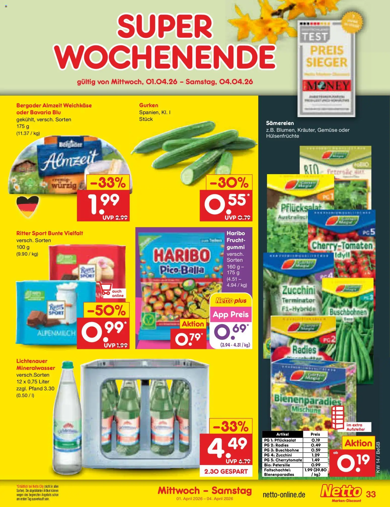Netto Marken-Discount Prospekt 	 – gültig ab 30.03.2026 | Seite: 47 | Produkte: Ritter sport, Petersilie, Zucchini, Gurken