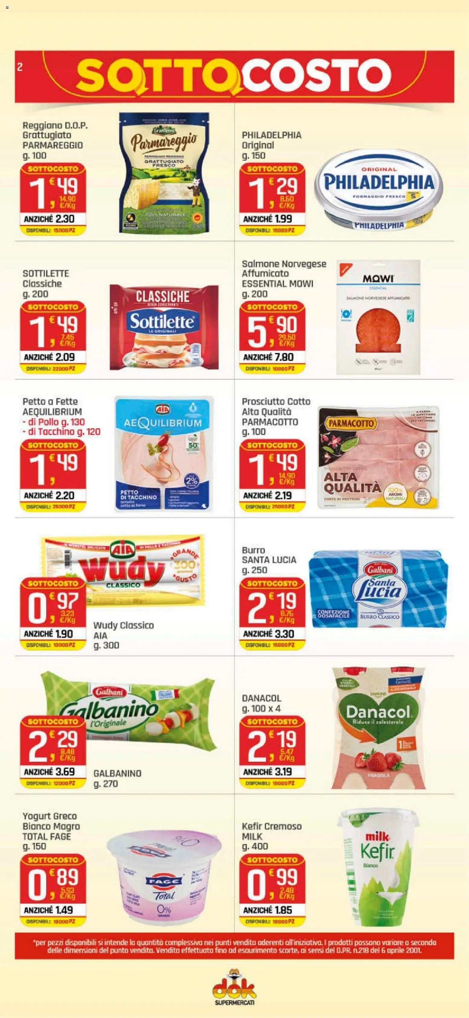 Volantino DOK del 19.03.2026 | Pagina: 2 | Prodotti: Yogurt greco, Salmone, Formaggio, Burro