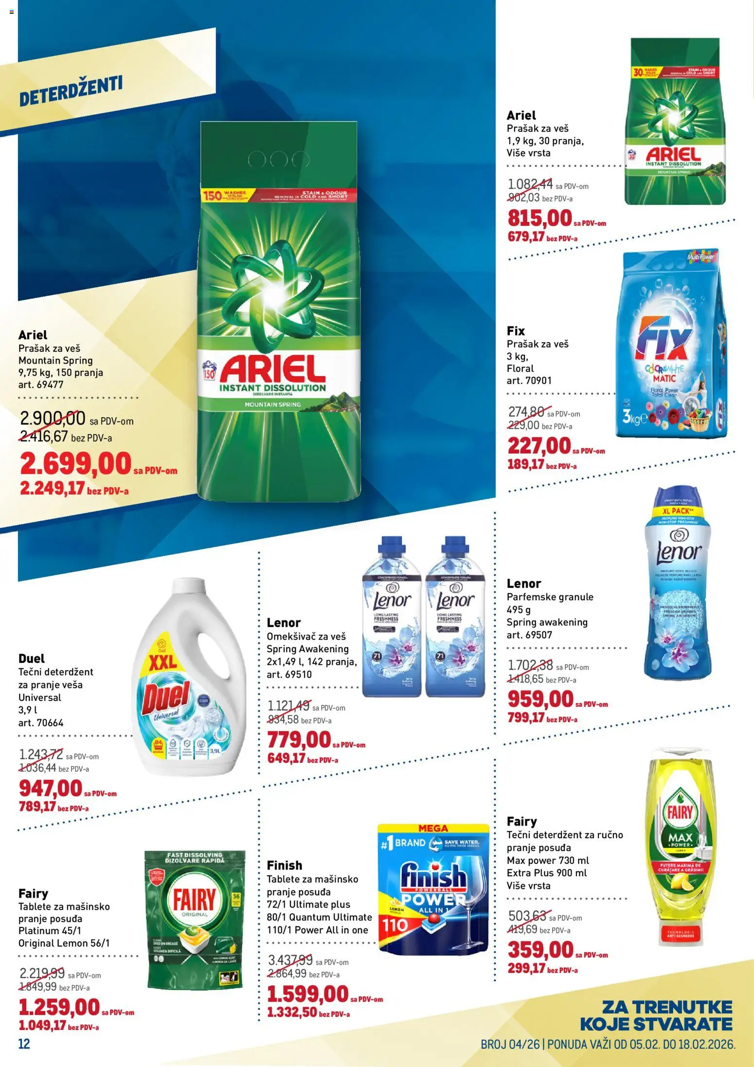 Metro katalog - važi od 05.02.2026 | Strana: 12 | Proizvode: Tečni deterdžent, Ariel, Finish, Prašak za veš