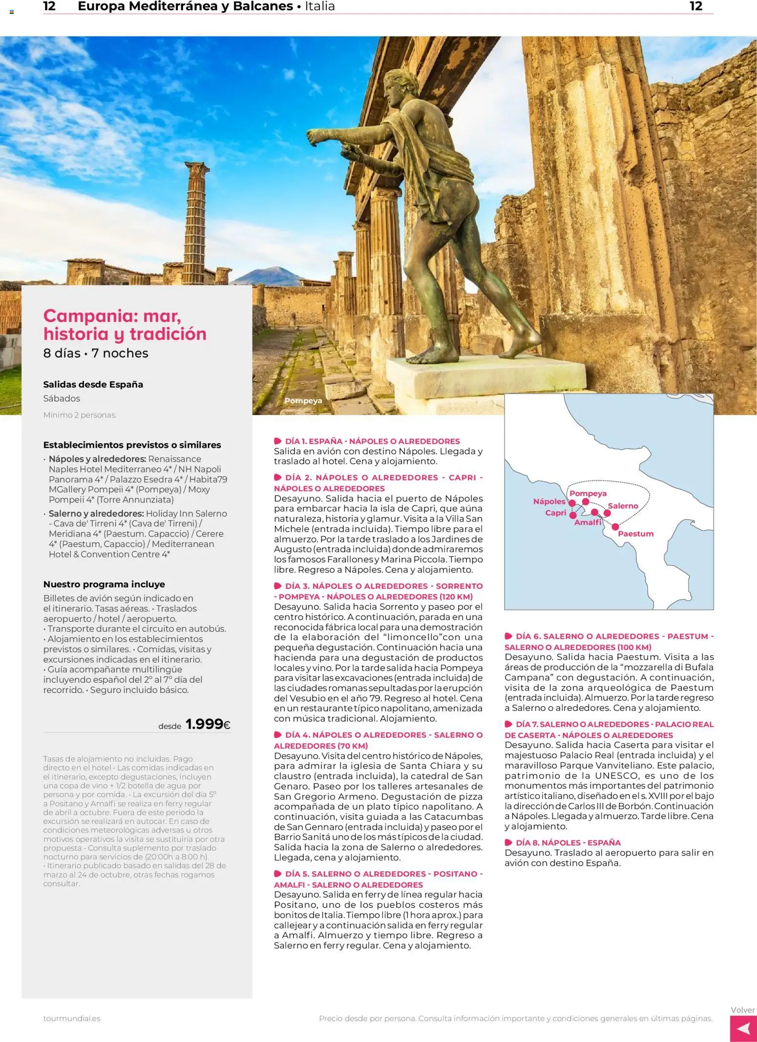 Viajes El Corte Inglés Europa │ válido desde el 01.01.2026 | Página: 12 | Productos: Botella de agua, Pizza, Vino