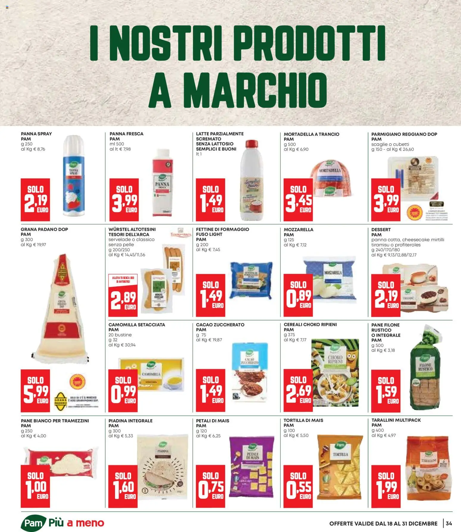 Volantino Panorama del 18.12.2025 | Pagina: 34 | Prodotti: Pane, Mozzarella, Mais, Cacao