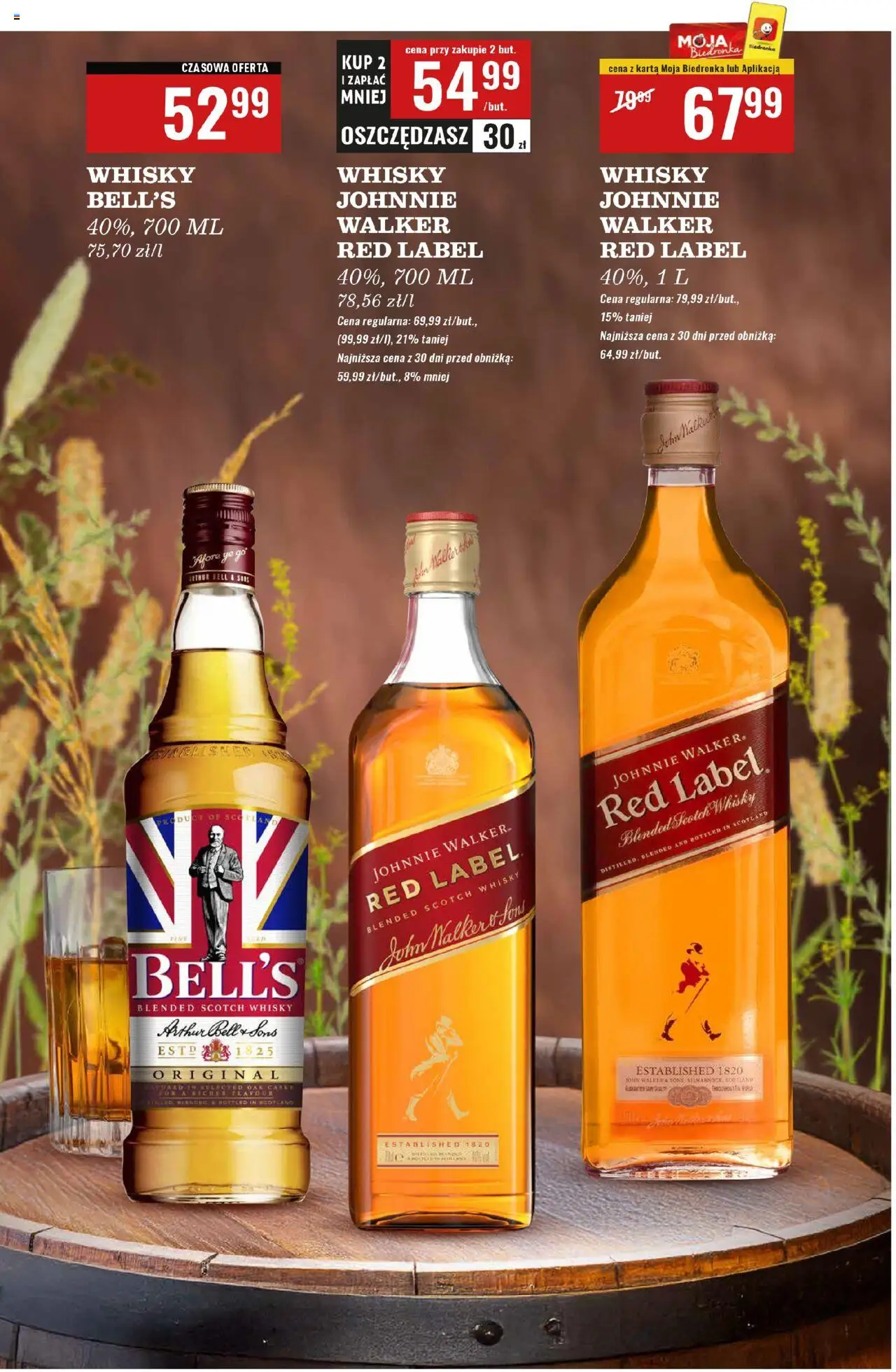 Biedronka gazetka - Czas na toast od 25.08.2025 | Strona: 30 | Produkty: Karta, Bell, Red label, Whisky