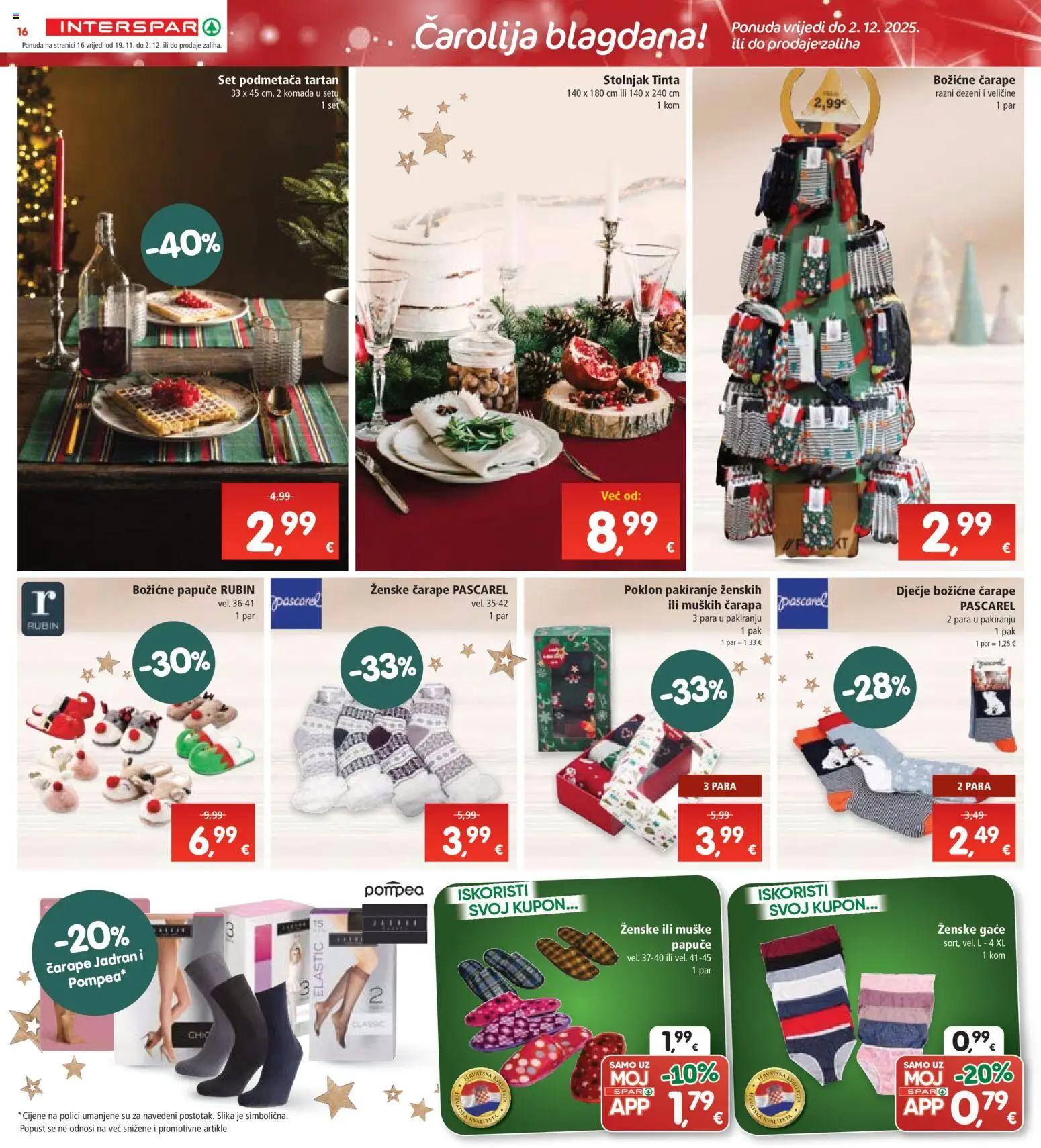 Interspar katalog | vrijedi od 19.11.2025 | Stranica: 21 | Proizvodi: Stolnjak, Čarape, Papuče