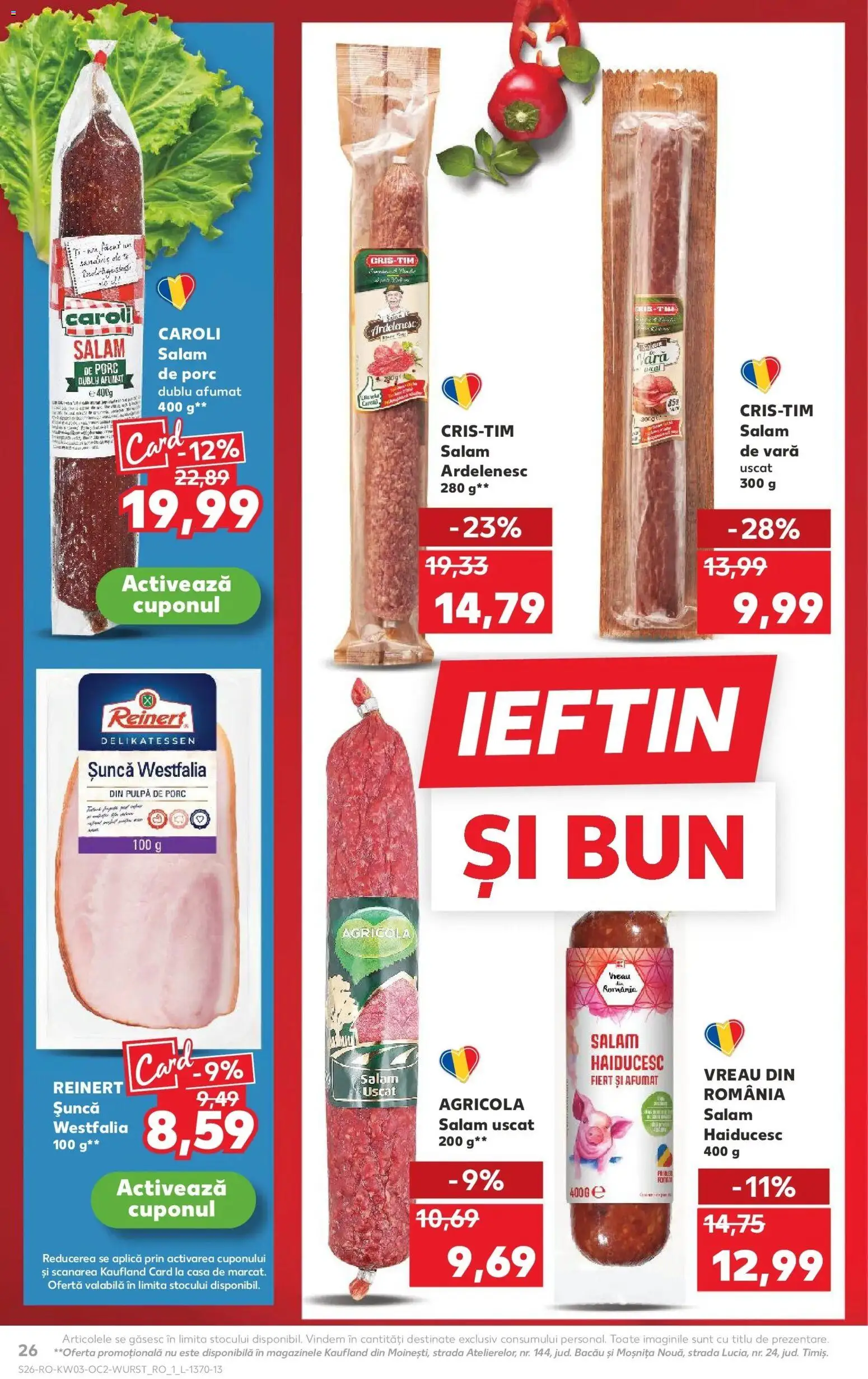 Noul catalog Kaufland – valabil de la 14.01.2026 | Pagină: 26 | Produse: Salam, Șuncă