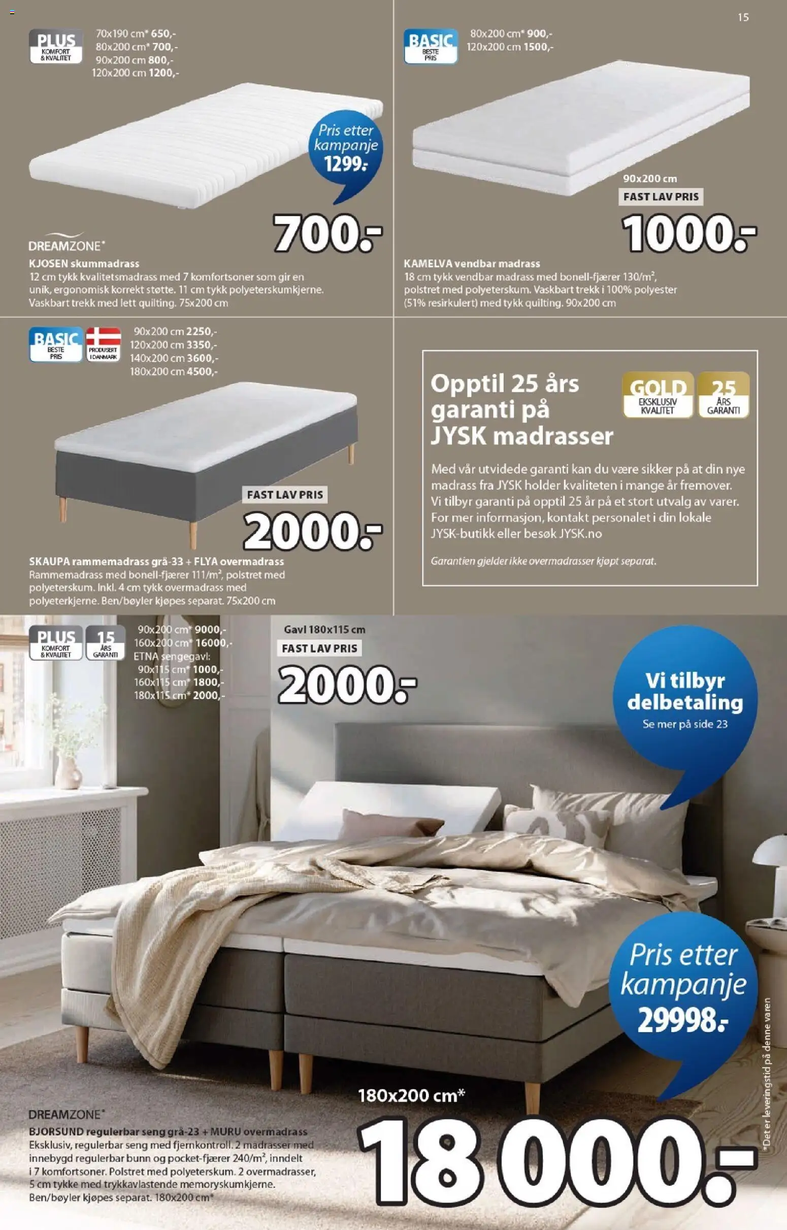 {H1} | Side: 15 | Produkter: Kontakt, Seng, Madrass, Sengegavl