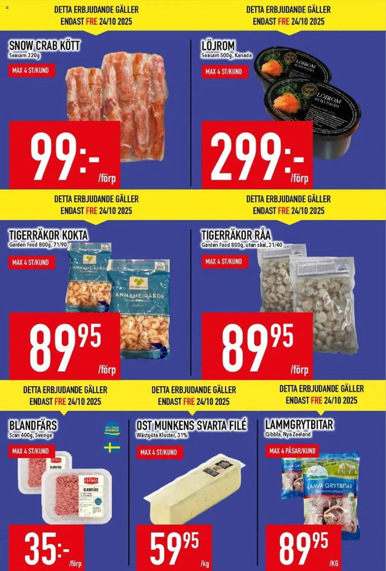 Matdax reklamblad aktuell från 20.10.2025 | Sida: 5 | Produkter: Löjrom, Galler, Blandfärs, Ost