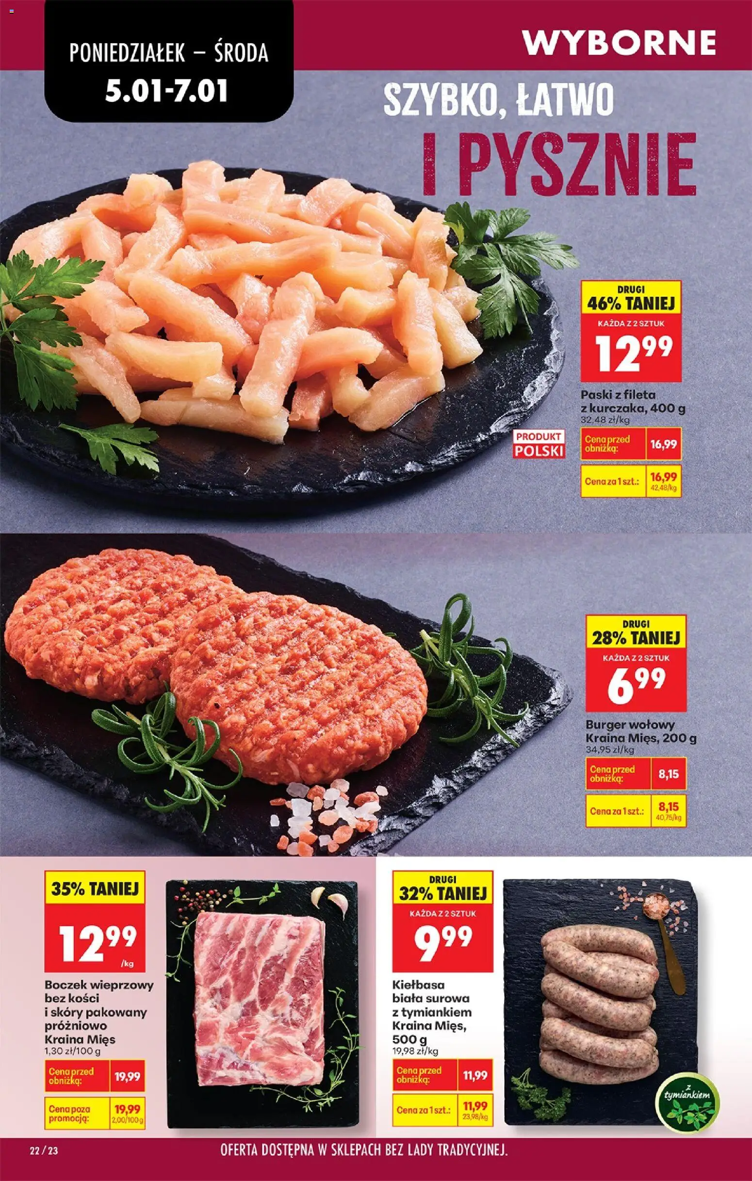 Biedronka gazetka od 05.01.2026 | Strona: 30 | Produkty: Kiełbasa, Kraina mięs, Boczek wieprzowy, Boczek
