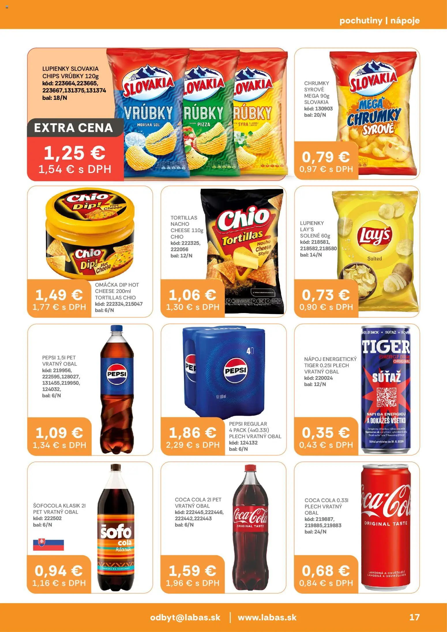 Nové Labaš akcie – leták je platný od 13.02.2026 | Strana: 17 | Produkty: Pizza, Pepsi, Soľ, Cola