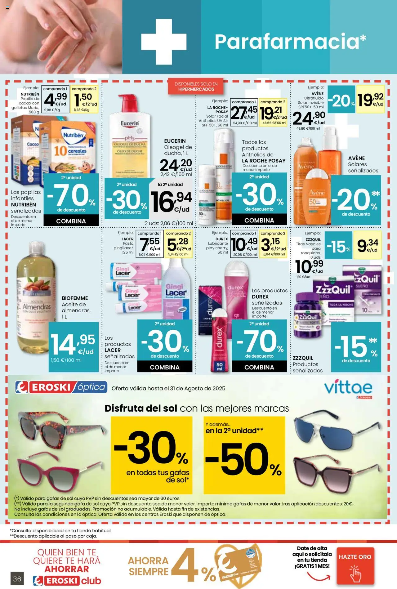 Eroski - Para conquistarte │ válido desde el 31.07.2025 | Página: 36 | Productos: Cereales, Té, Galletas, Ducha