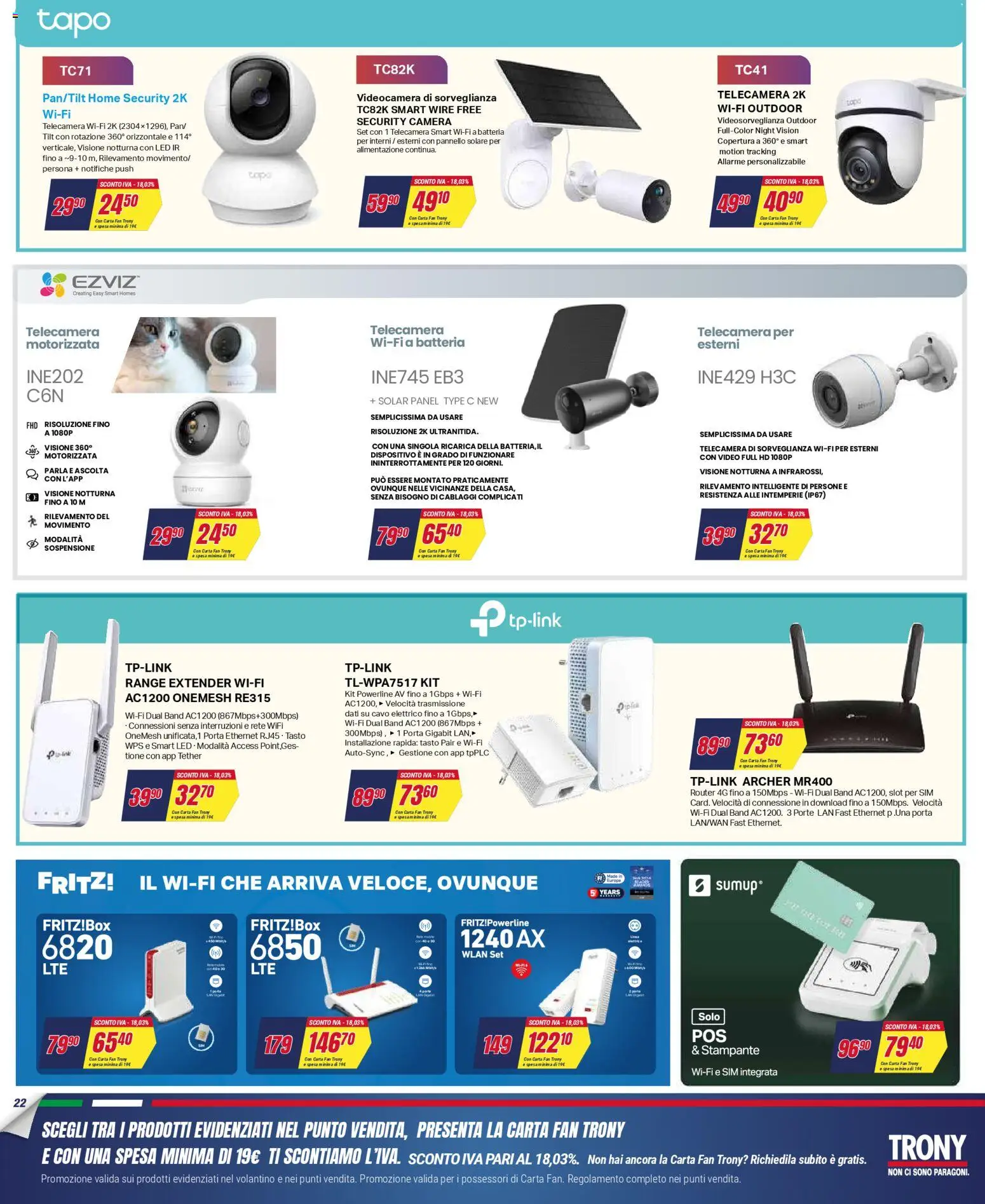 Volantino Trony del 02.04.2026 | Pagina: 22 | Prodotti: Router, Video, Videocamera, Batteria
