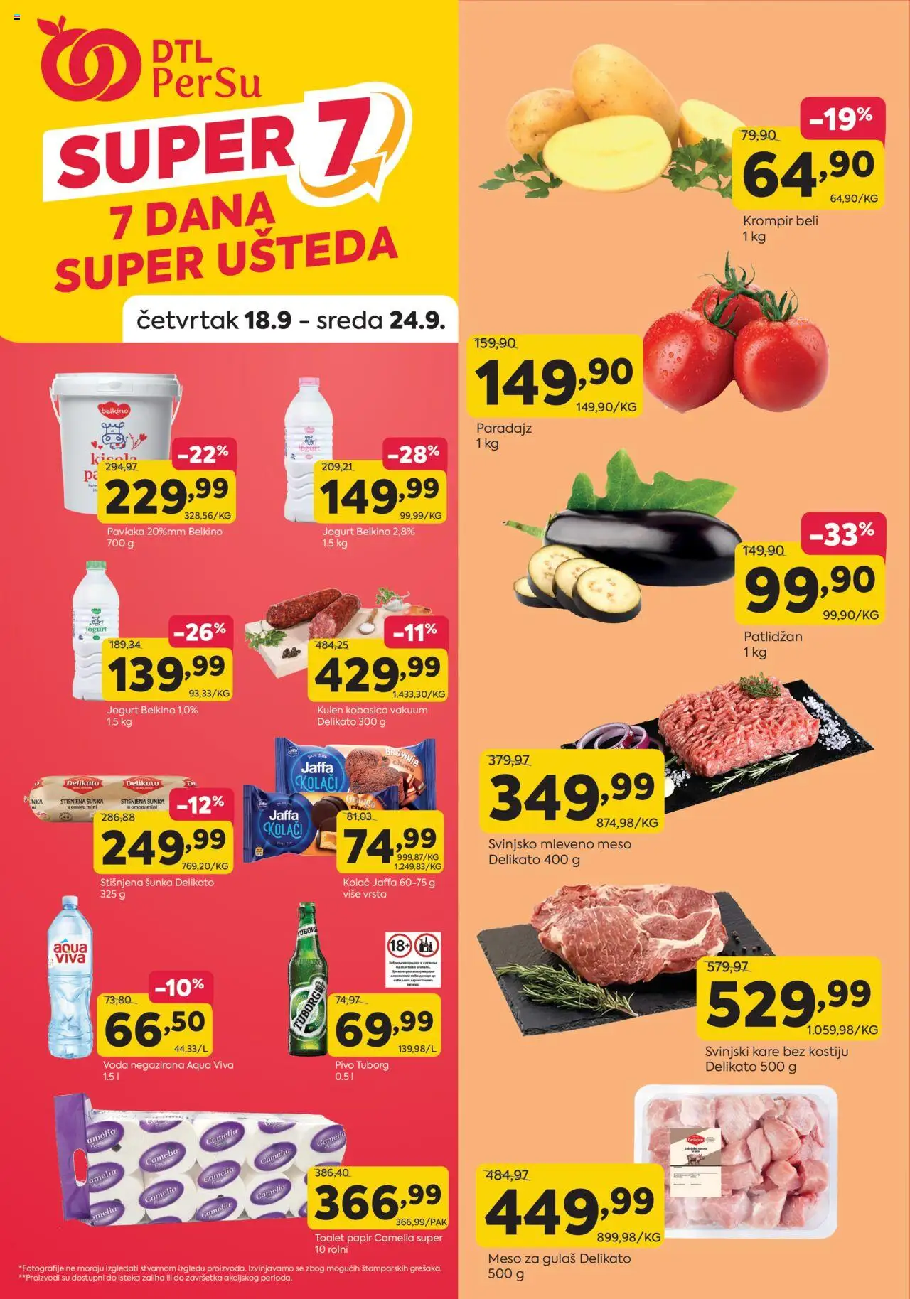 PerSu katalog - važi od 18.09.2025 | Strana: 1 | Proizvode: Svinjsko mleveno meso, Brownie, Jogurt, Paradajz