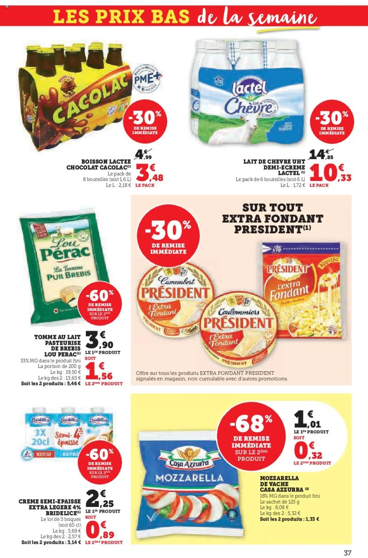  | Page: 37 | Produits: Mozzarella, Chocolat, Camembert, Crème