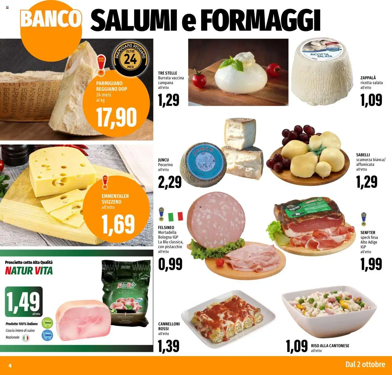 Volantino EMI del 02.10.2025 | Pagina: 4 | Prodotti: Riso, Mortadella, Ricotta, Burrata