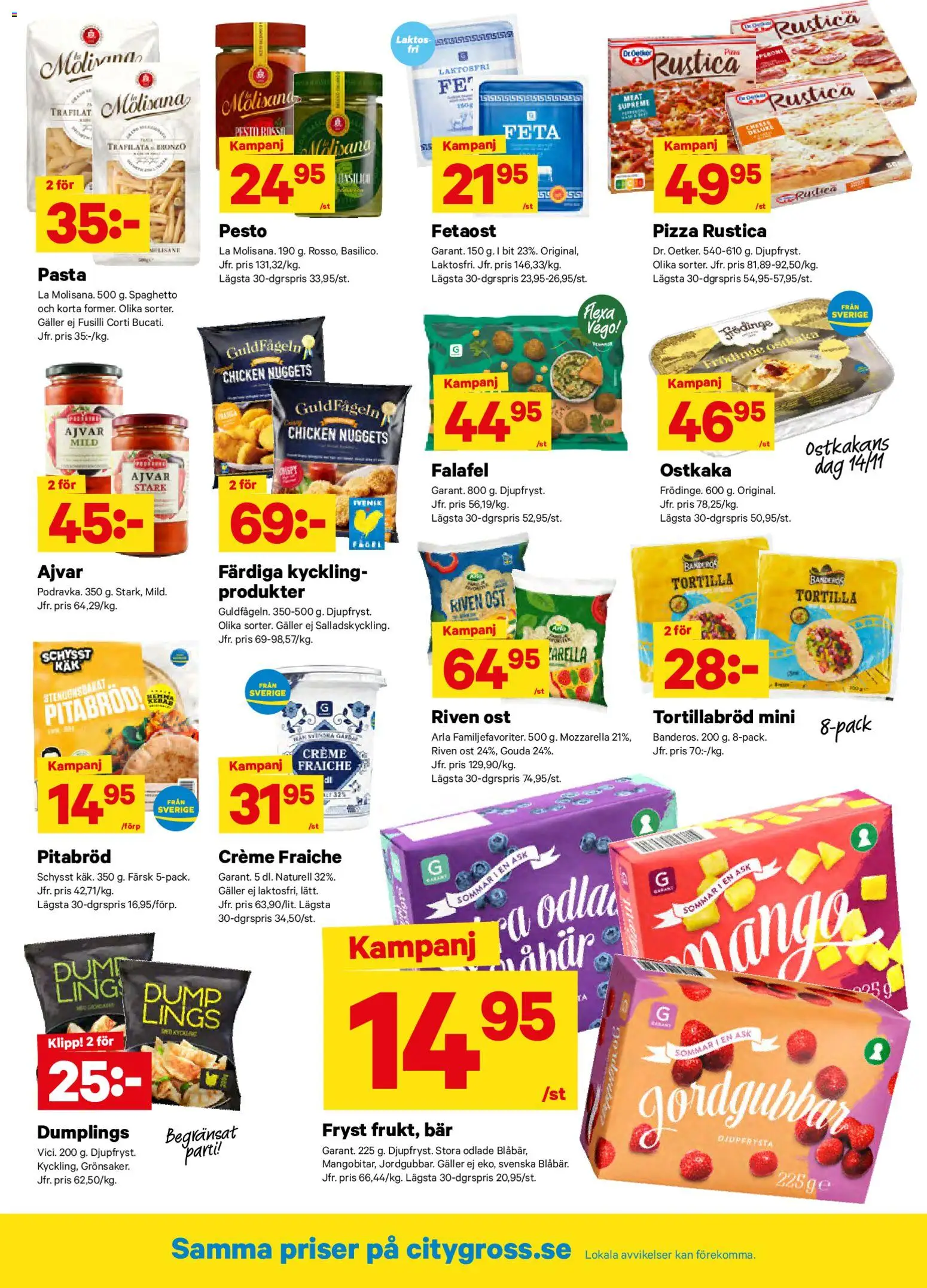 City Gross reklamblad aktuell från 10.11.2025 | Sida: 6 | Produkter: Galler, Fetaost, Jordgubbar, Pesto