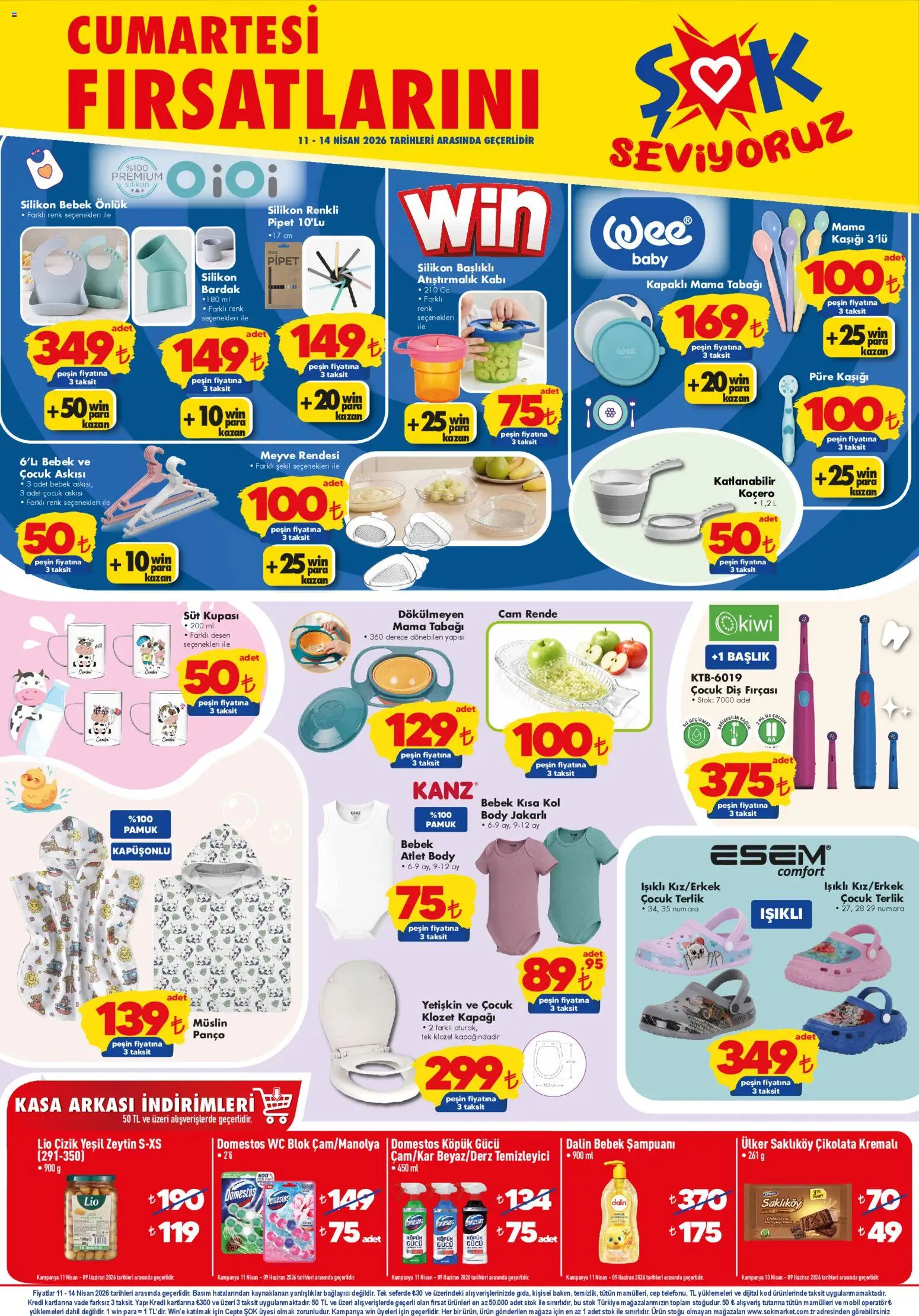 Şok Market - Hafta sonu fırsatları - 11.04.2026 tarihinden itibaren geçerlidir | Sayfa: 1 | Ürünler: Çikolata, Terlik, Zeytin, Bağlayıcı