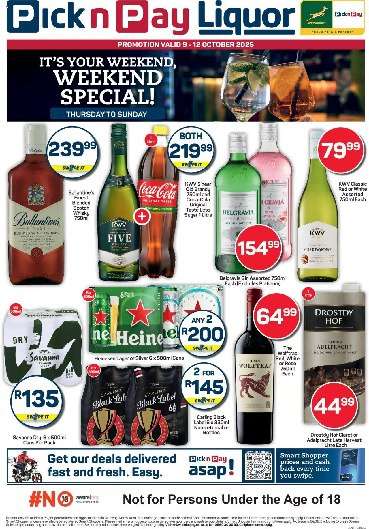 New Pick n Pay catalogue – valid from 09.10.2025 | Page: 1 | Products: Brandy, Cider, Gin, Sugar