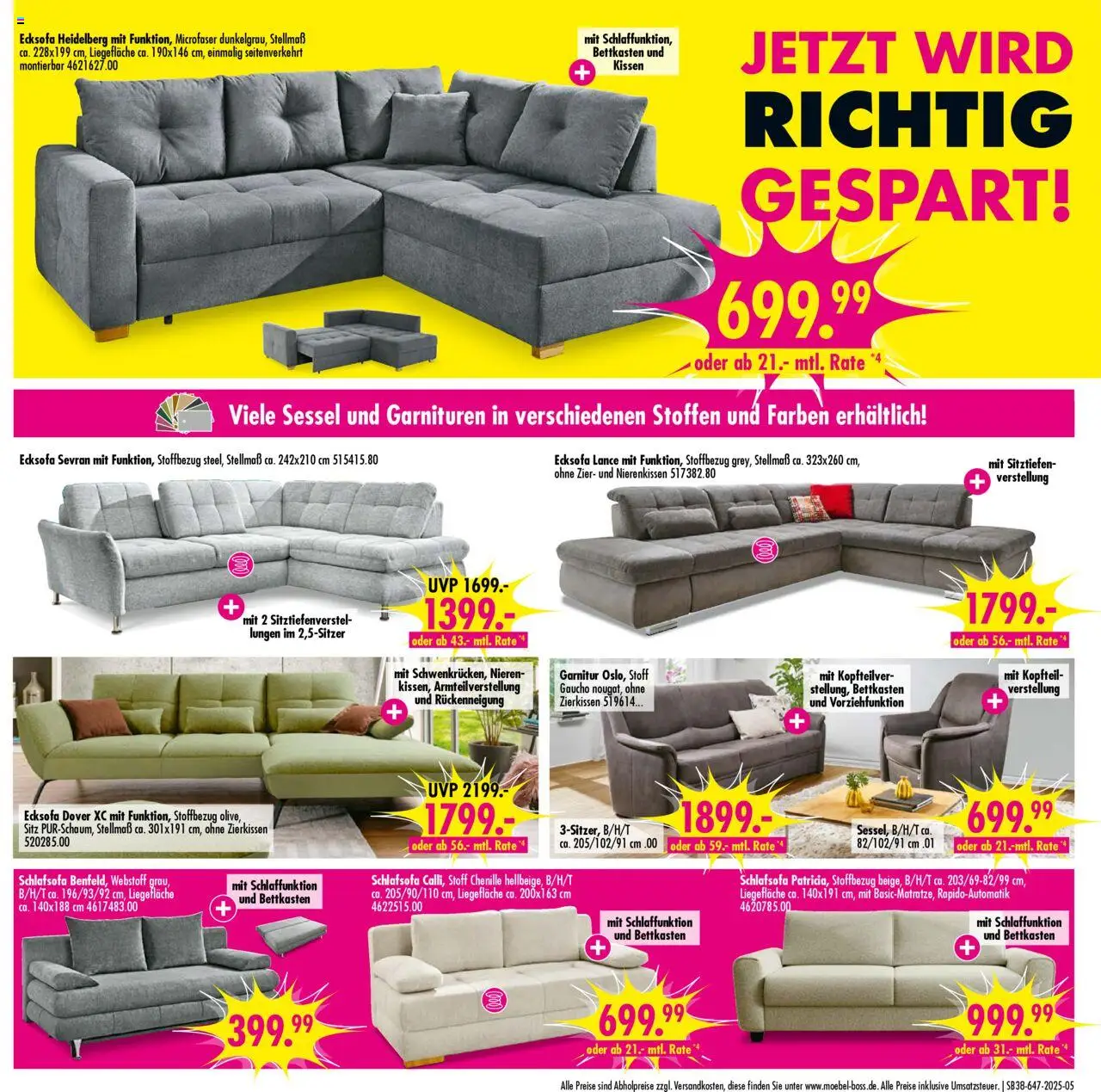 SB Möbel Boss Prospekt Neubrandenburg	 – gültig ab 13.09.2025 | Seite: 5 | Produkte: Schlafsofa, Ecksofa, Kissen, Sessel