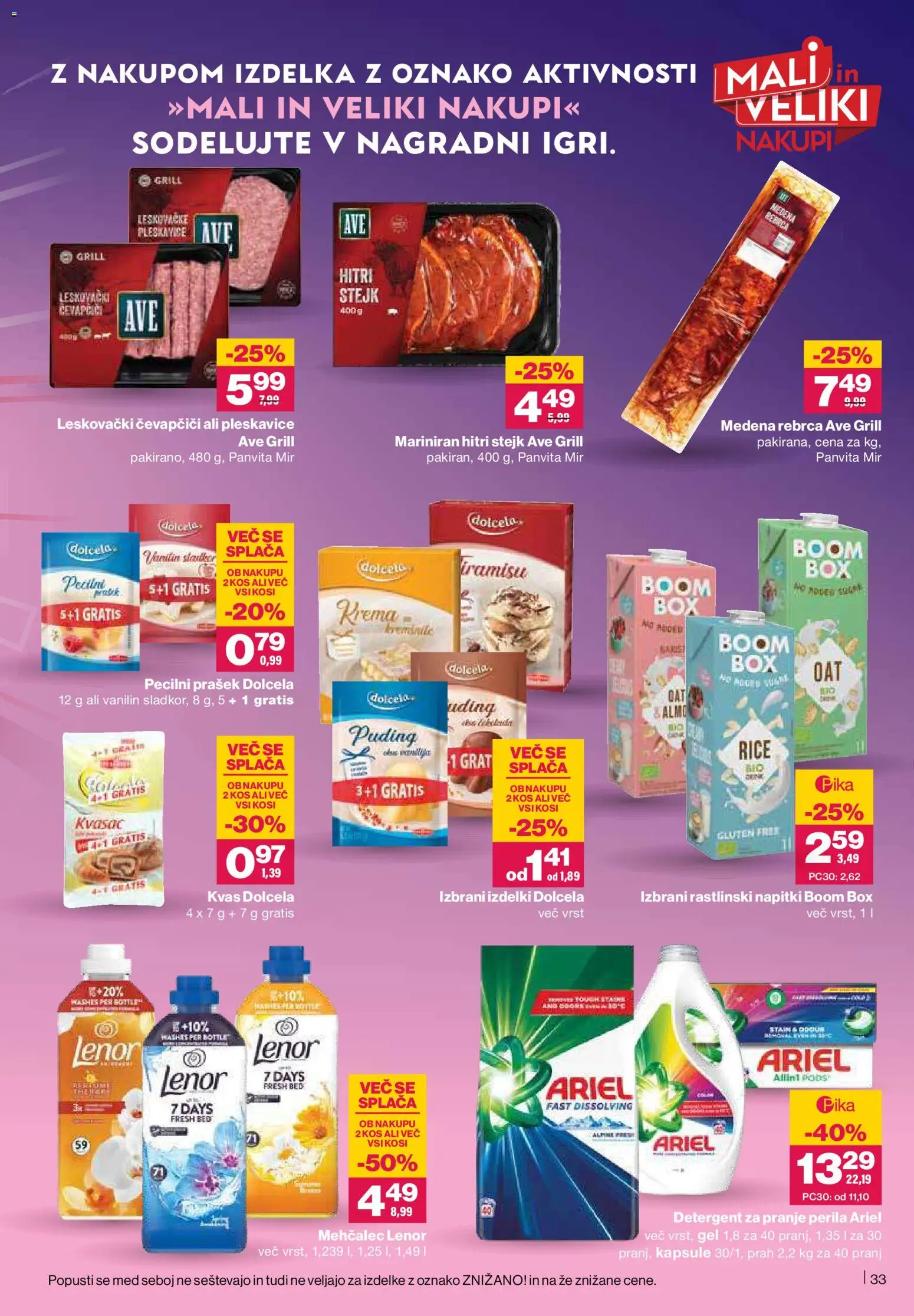 Novi Mercator katalog ponudbe – veljaven od 02.04.2026 | Stran: 33 | Izdelki: Čevapčiči, Kos, Krema, Detergent