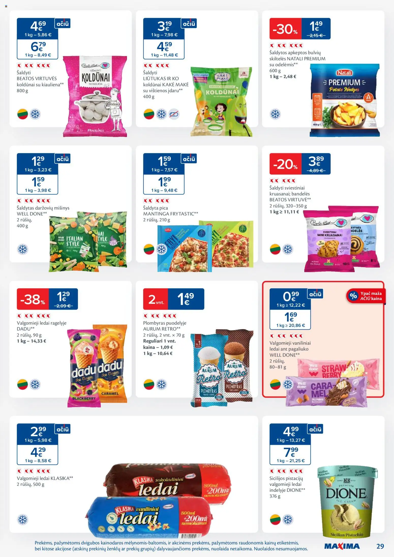 MAXIMA akcijos nuo 06.01.2026 | Puslapis: 29 | Prekių: Ledai, Vištienos, Valgomieji ledai, Kiauliena