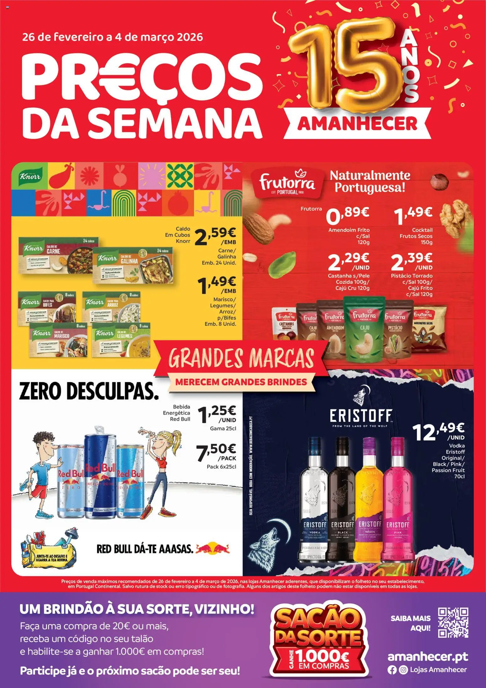 Amanhecer folheto │ válido de 26.02.2026 | Página: 1 | Produtos: Faca, Knorr, Arroz, Bebida