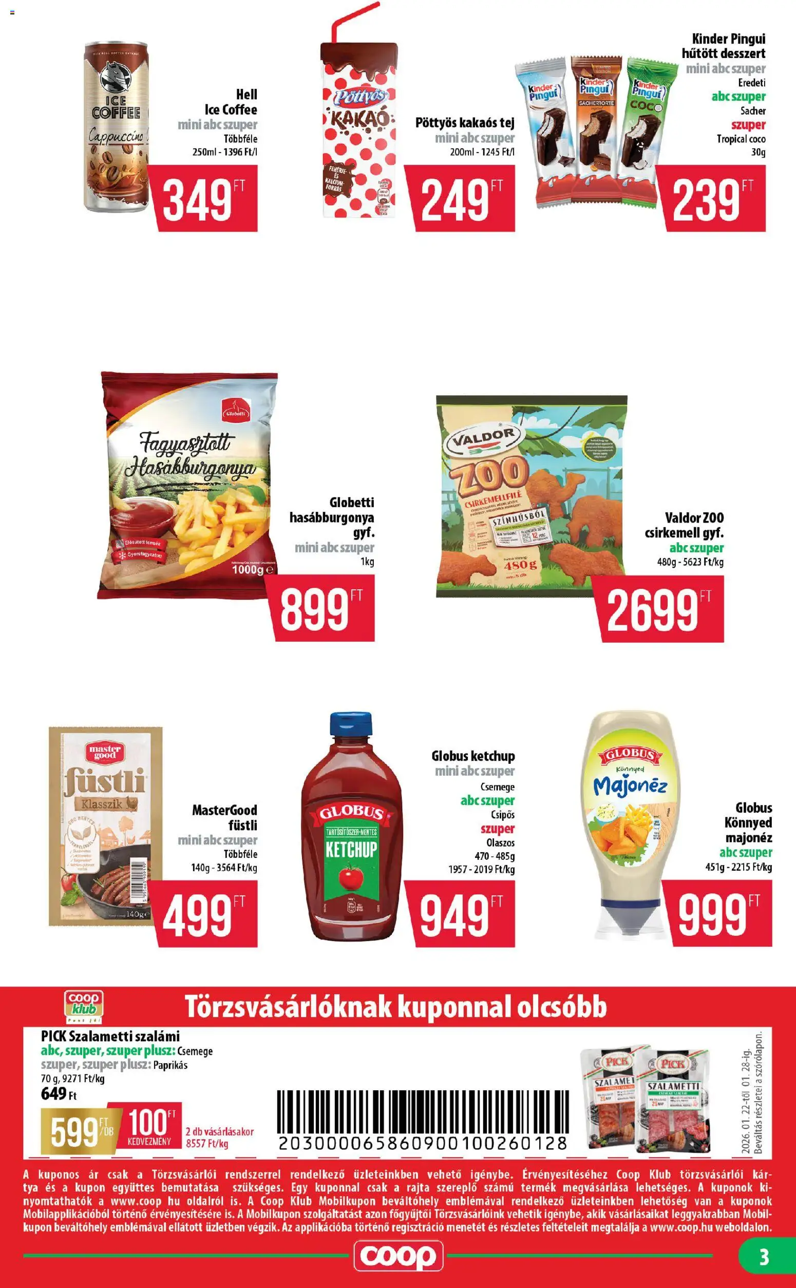 COOP akciós ujság - amely érvényes a következő dátumtól: 22.01.2026 | Oldal: 3 | Termékek: Fehérje, Pita, Tej, Kakaós tej