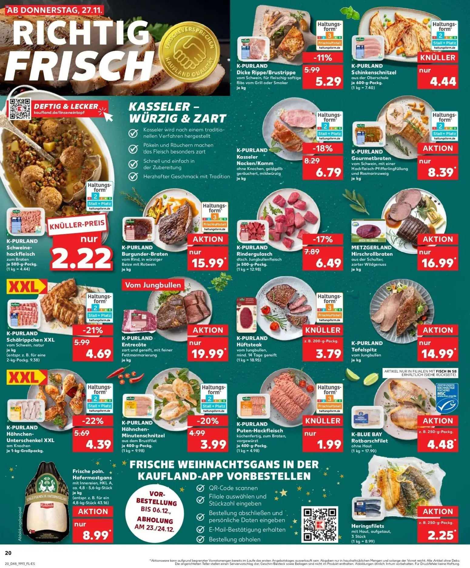 Kaufland prospekt Marktredwitz	 – gültig ab 30.11.2025 | Seite: 20 | Produkte: Tafelspitz, Rindergulasch, Rotwein, Hackfleisch