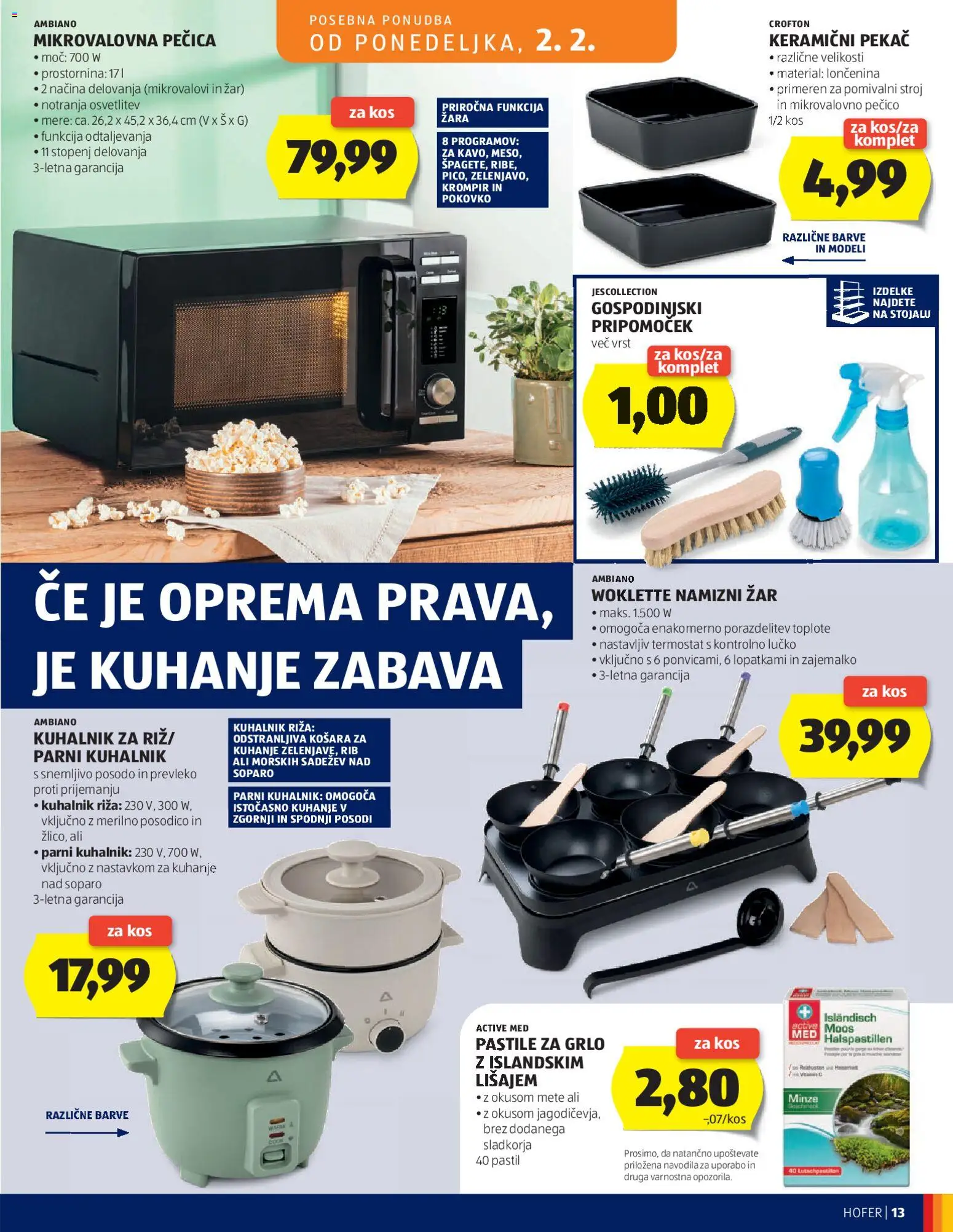 Novi Hofer katalog ponudbe – veljaven od 28.01.2026 | Stran: 13 | Izdelki: Zar, Košara, Kuhalnik, Kos