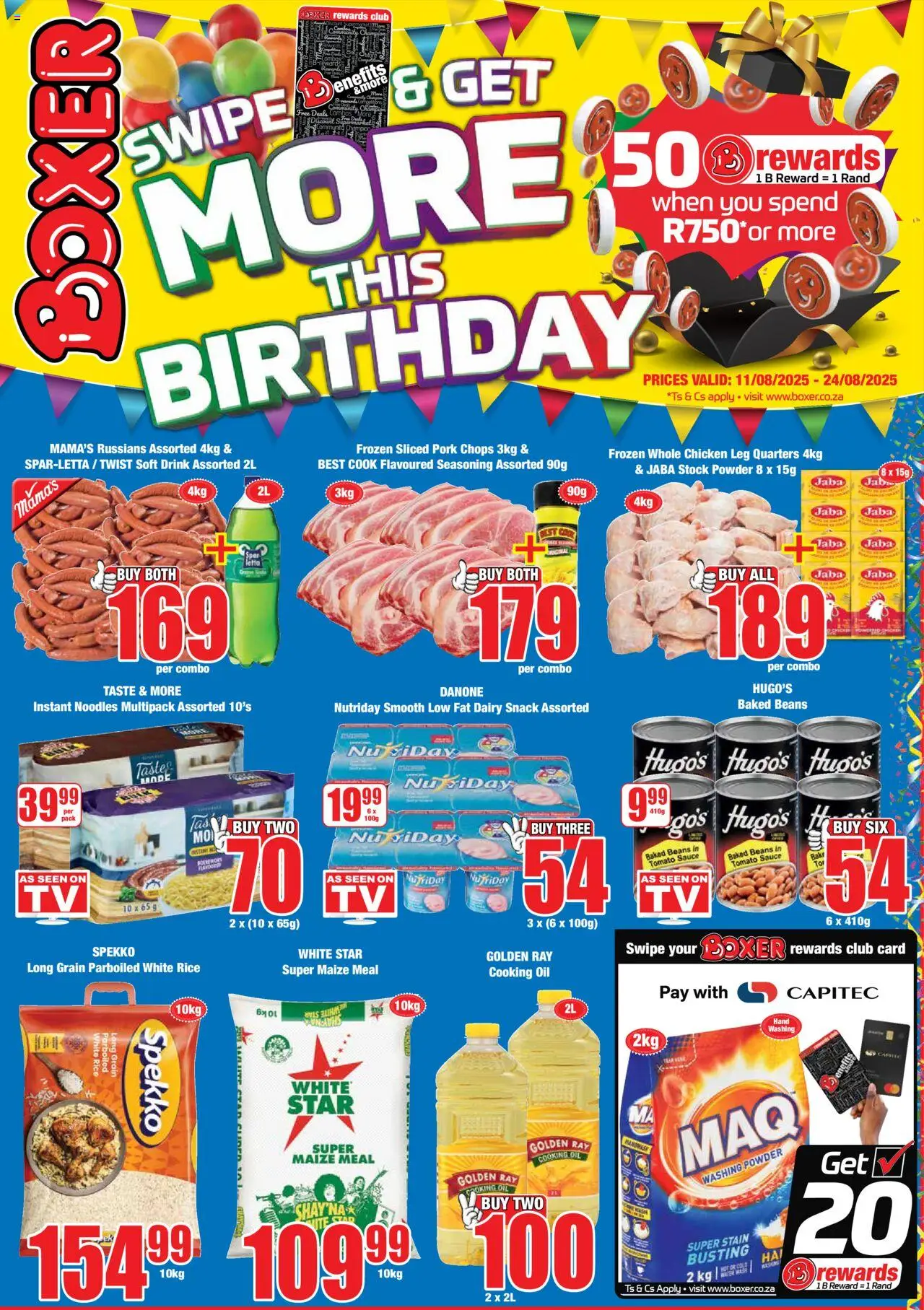 Boxer - Eastern Cape Selected Stores - Specials │ valid from 11.08.2025 | Page: 1 | Products: Maize meal, Rice, Noodles, Washing powder