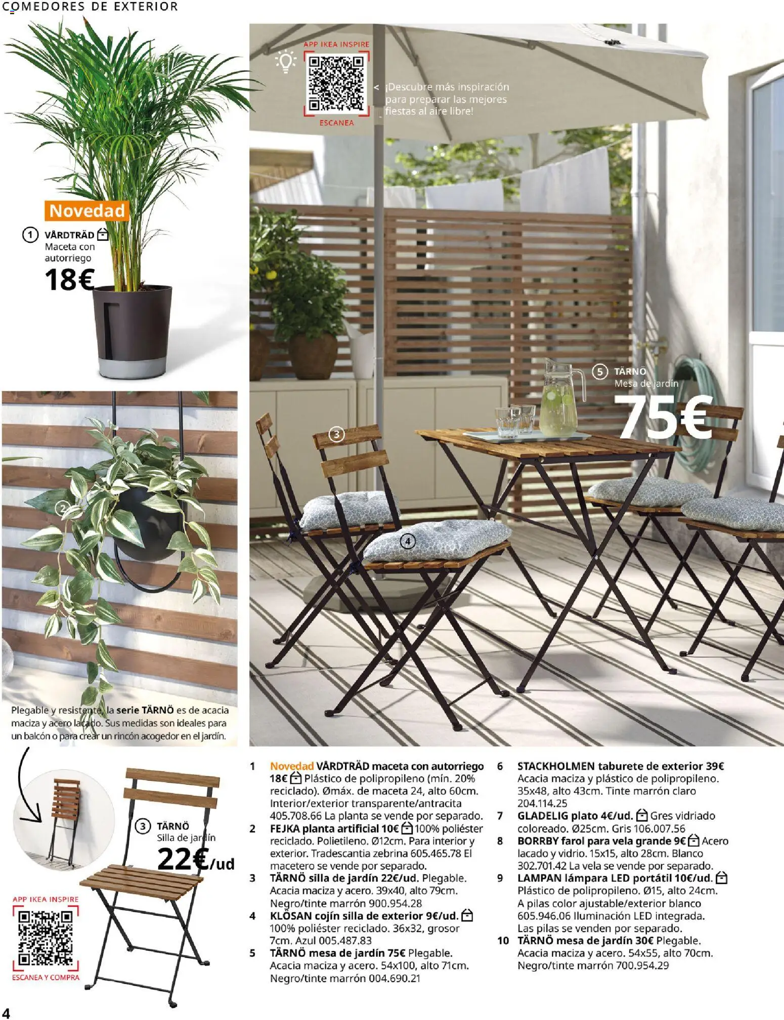 Catálogo IKEA Muebles de exterior │ válido desde el 10.12.2025 | Página: 4 | Productos: Farol, Macetero, Galette de chaise, Cojín