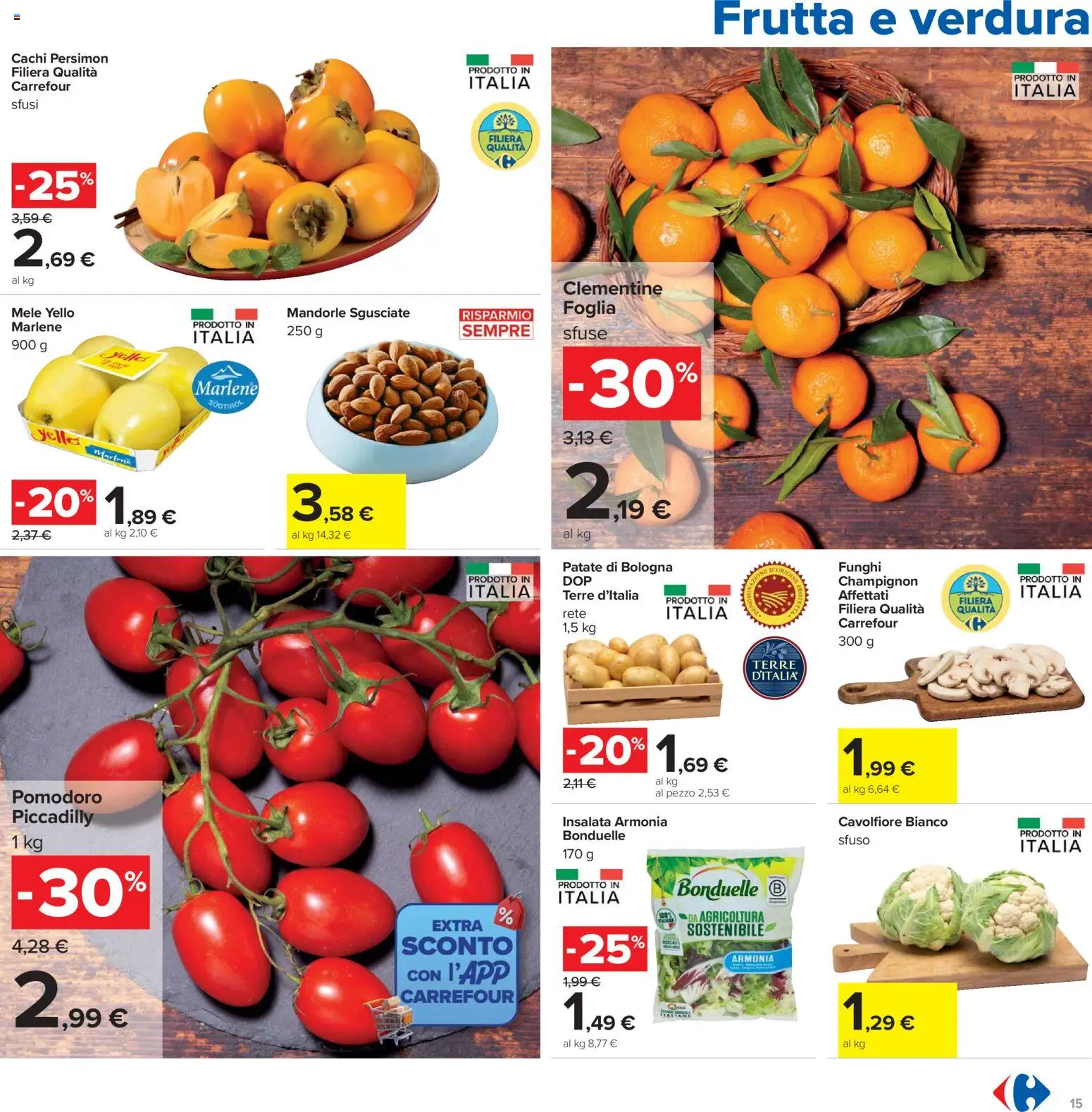 Volantino Carrefour del 07.11.2025 | Pagina: 15 | Prodotti: Mele, Insalata, Frutta, Cavolfiore