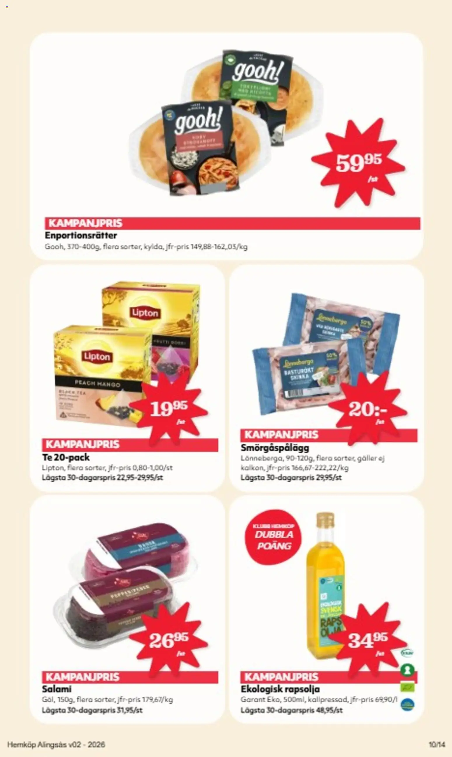 Hemköp reklamblad aktuell från 05.01.2026 | Sida: 10 | Produkter: Galler, Rapsolja, Salami, Te