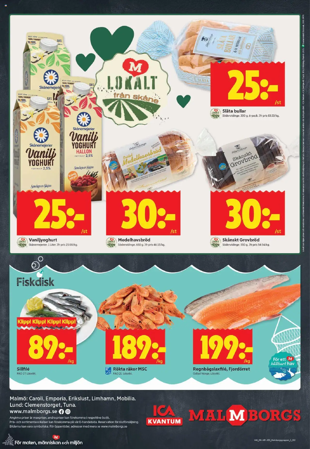 ICA Kvantum reklamblad aktuell från 13.10.2025 | Sida: 12 | Produkter: Räkor, Olivolja, Yoghurt, Hallon