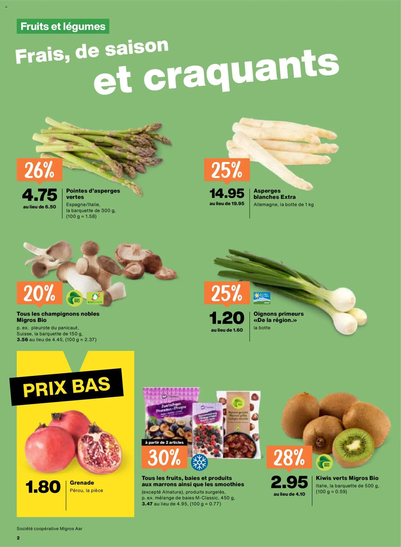 Migros aktionen FR – gültig ab 23.04.2026 | Seite: 2 | Produkte: Champignons