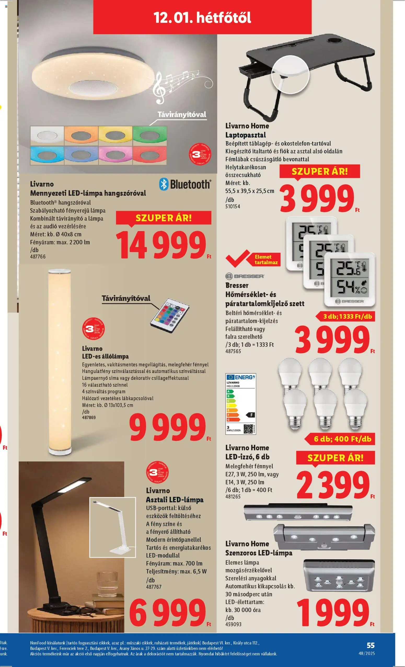 Lidl akciós ujság - amely érvényes a következő dátumtól: 27.11.2025 | Oldal: 55 | Termékek: Táblagép, Audio, Asztal, Óra
