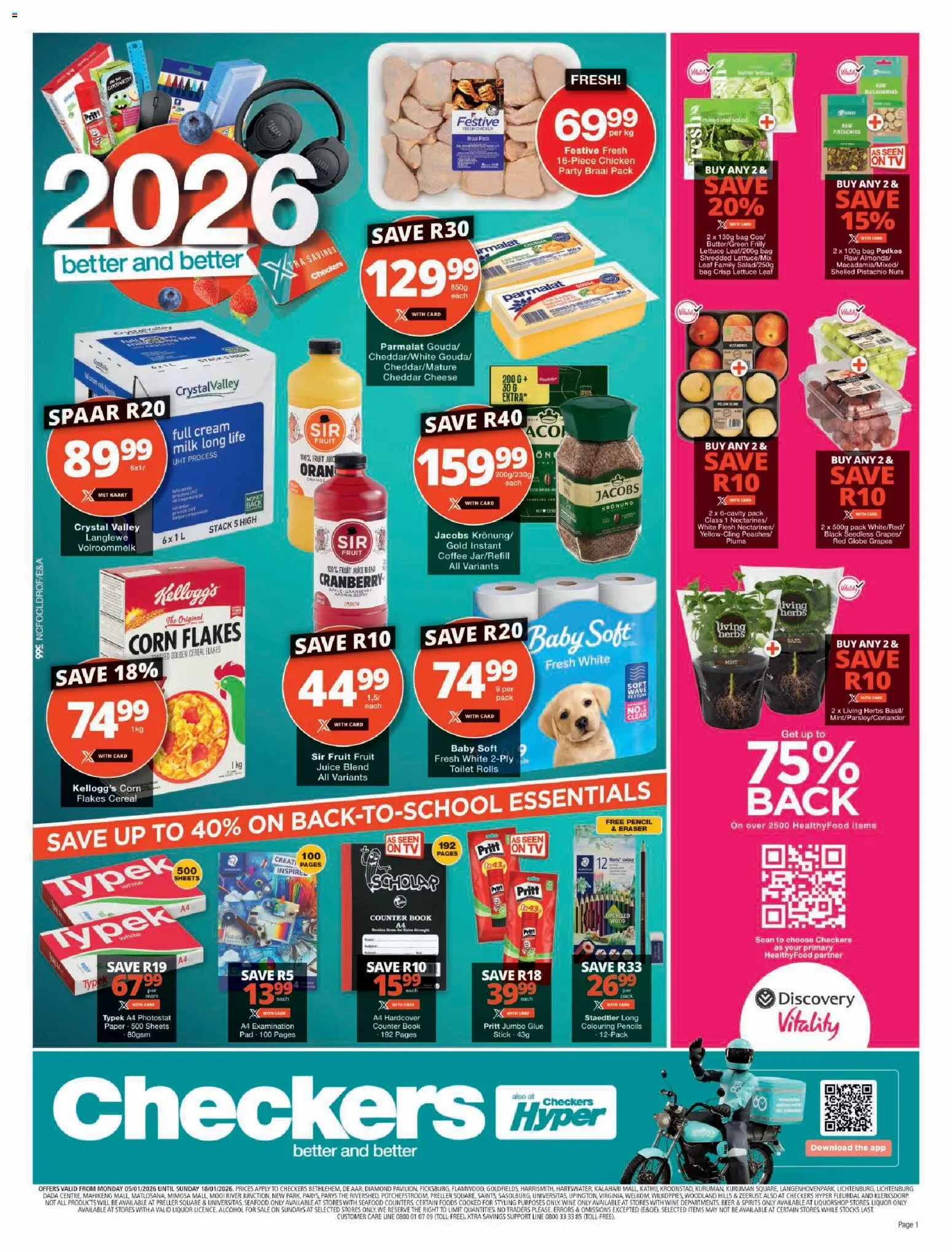 New Checkers catalogue – valid from 05.01.2026 | Page: 1 | Products: Flakes, Fruit, Seafood, Lettuce