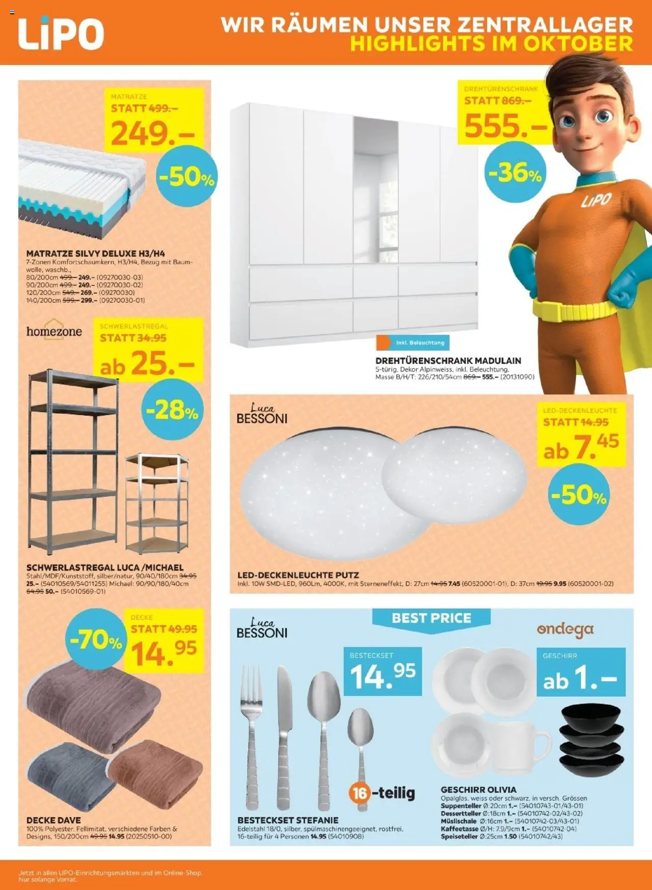 Lipo Aktionen – gültig ab 21.10.2025 | Seite: 2 | Produkte: Matratze, Decke, Drehtürenschrank